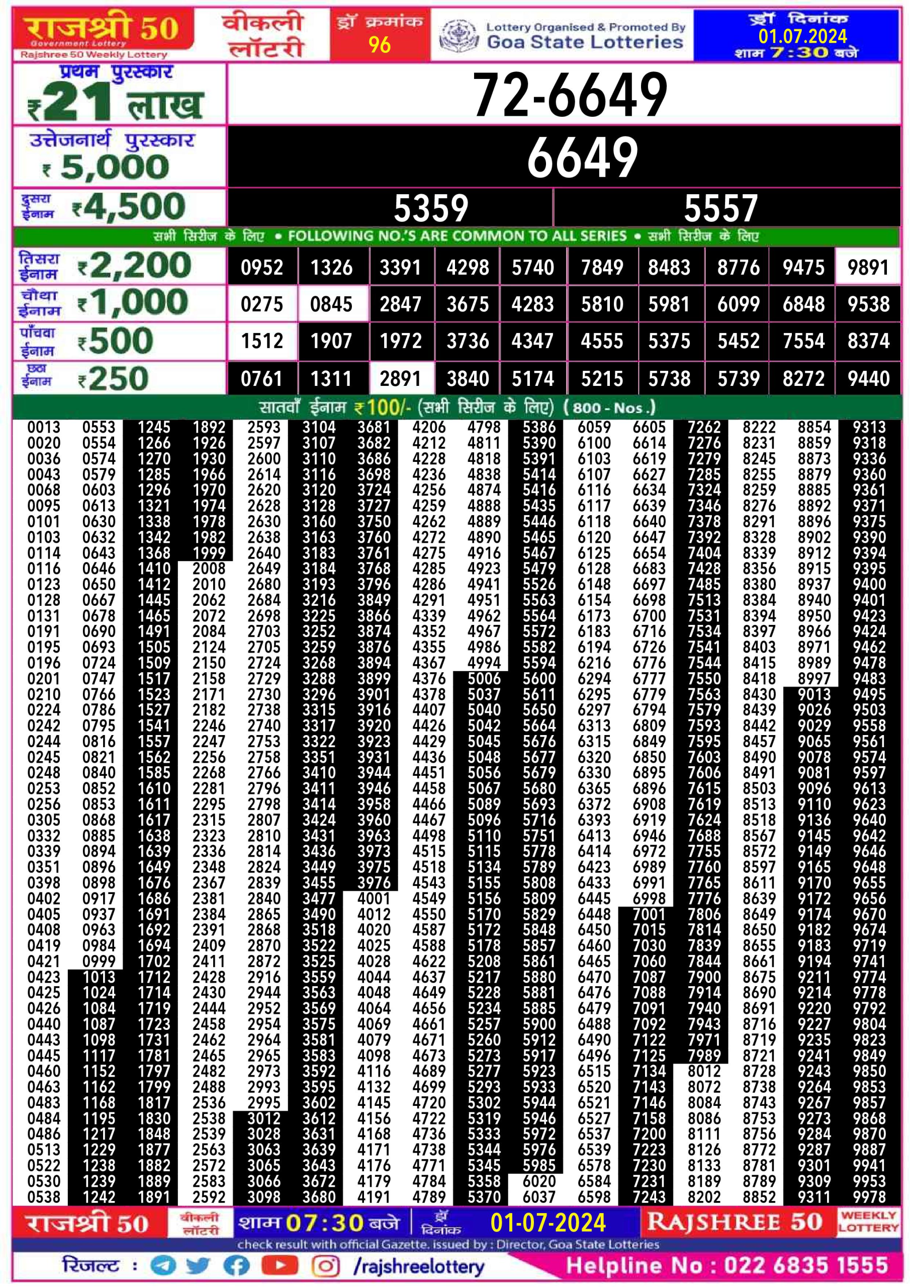 Everest Result Today Dear Lottery Chart