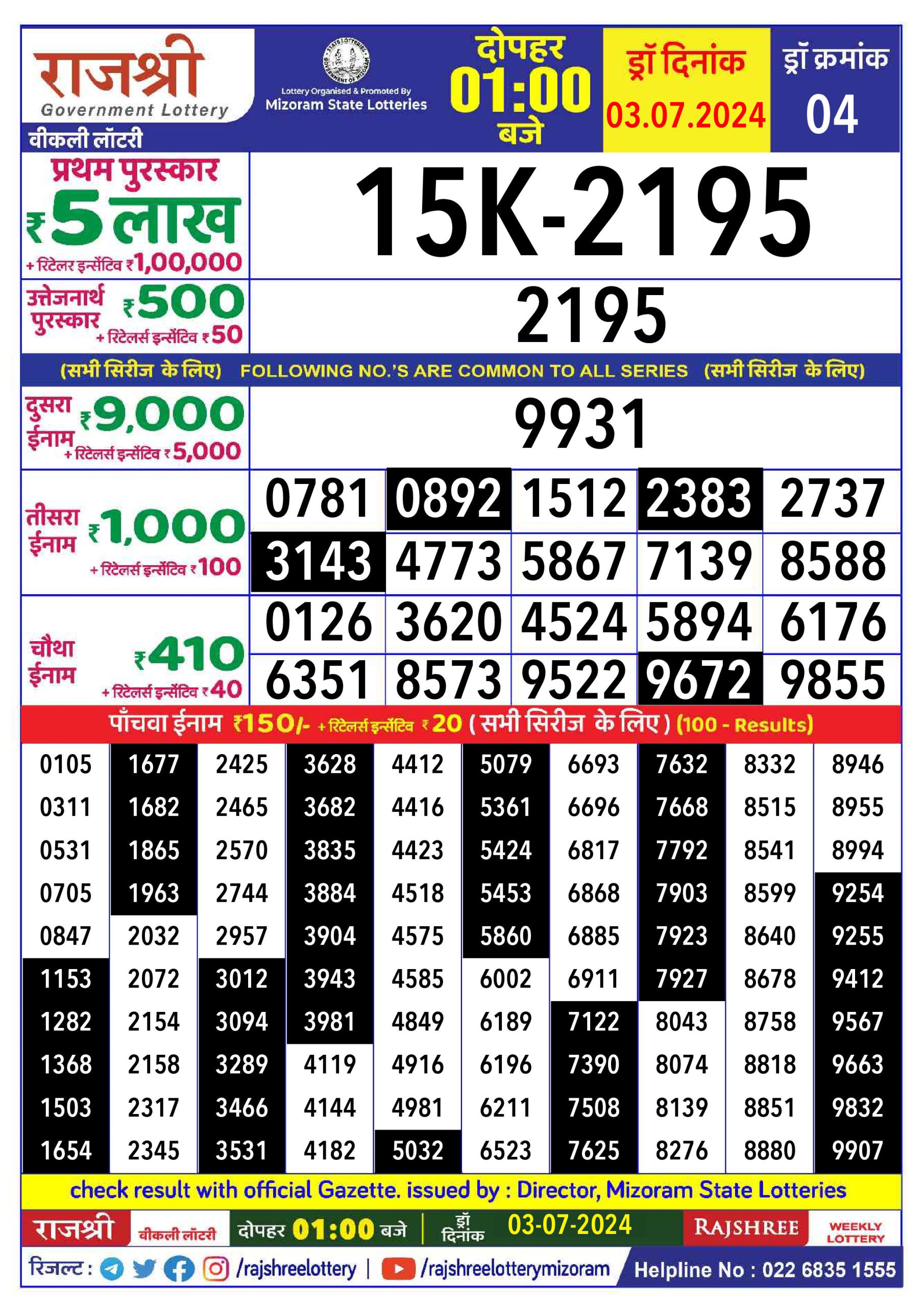 Everest Result Today Dear Lottery Chart