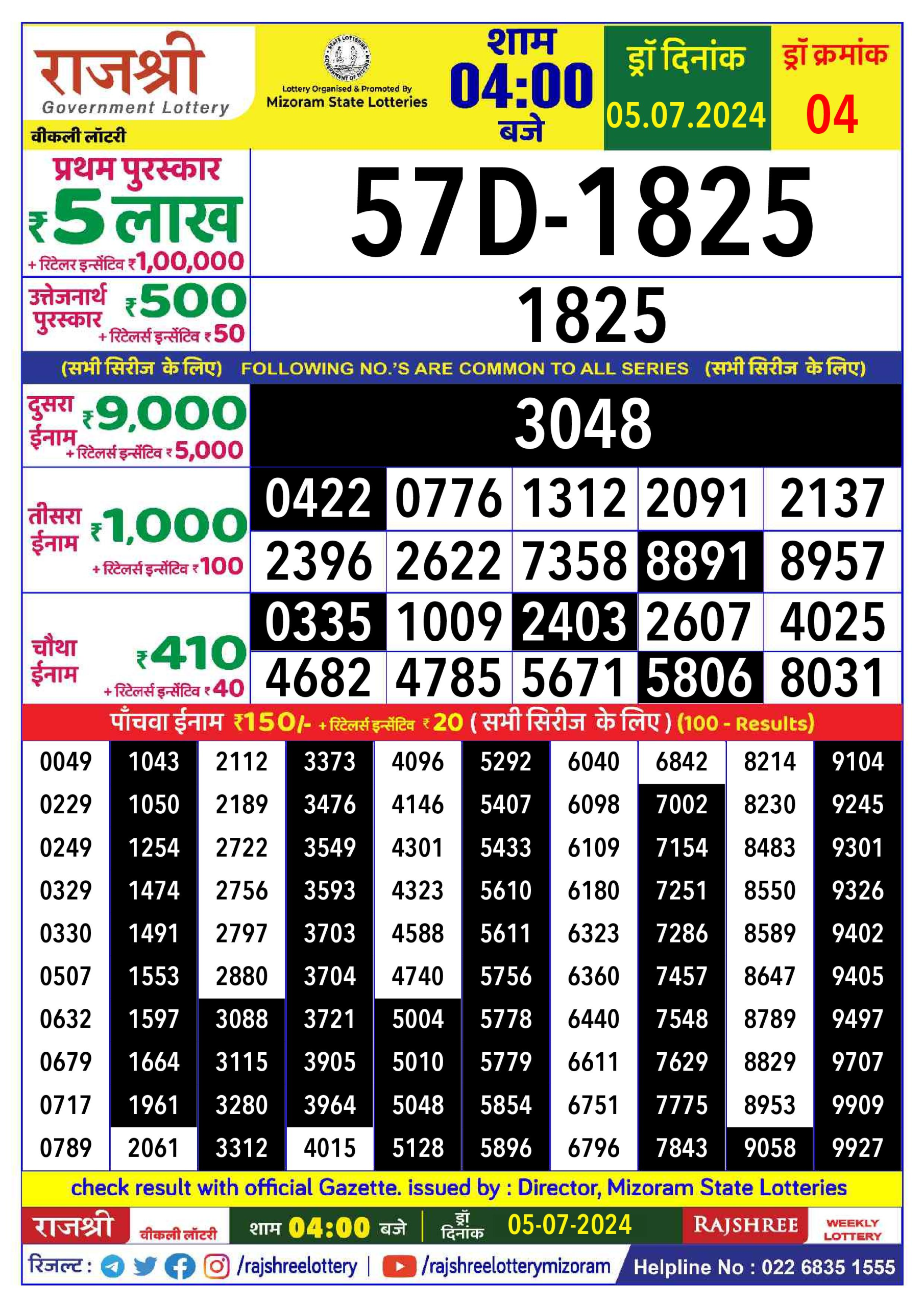 Everest Result Today Dear Lottery Chart