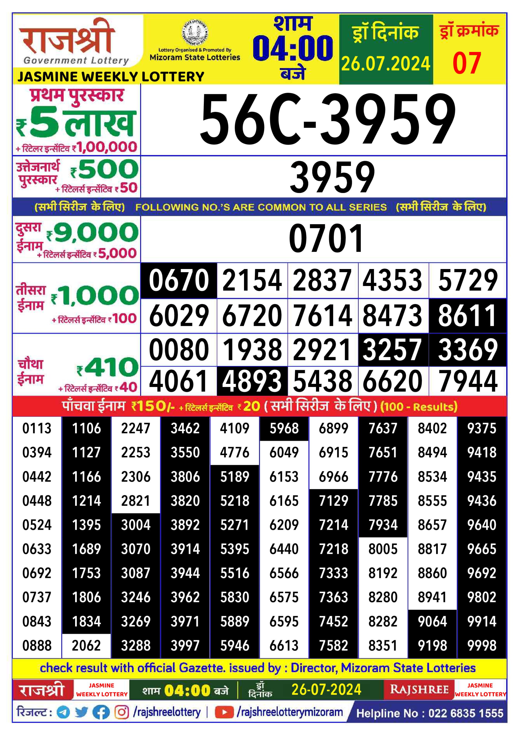 Everest Result Today Dear Lottery Chart