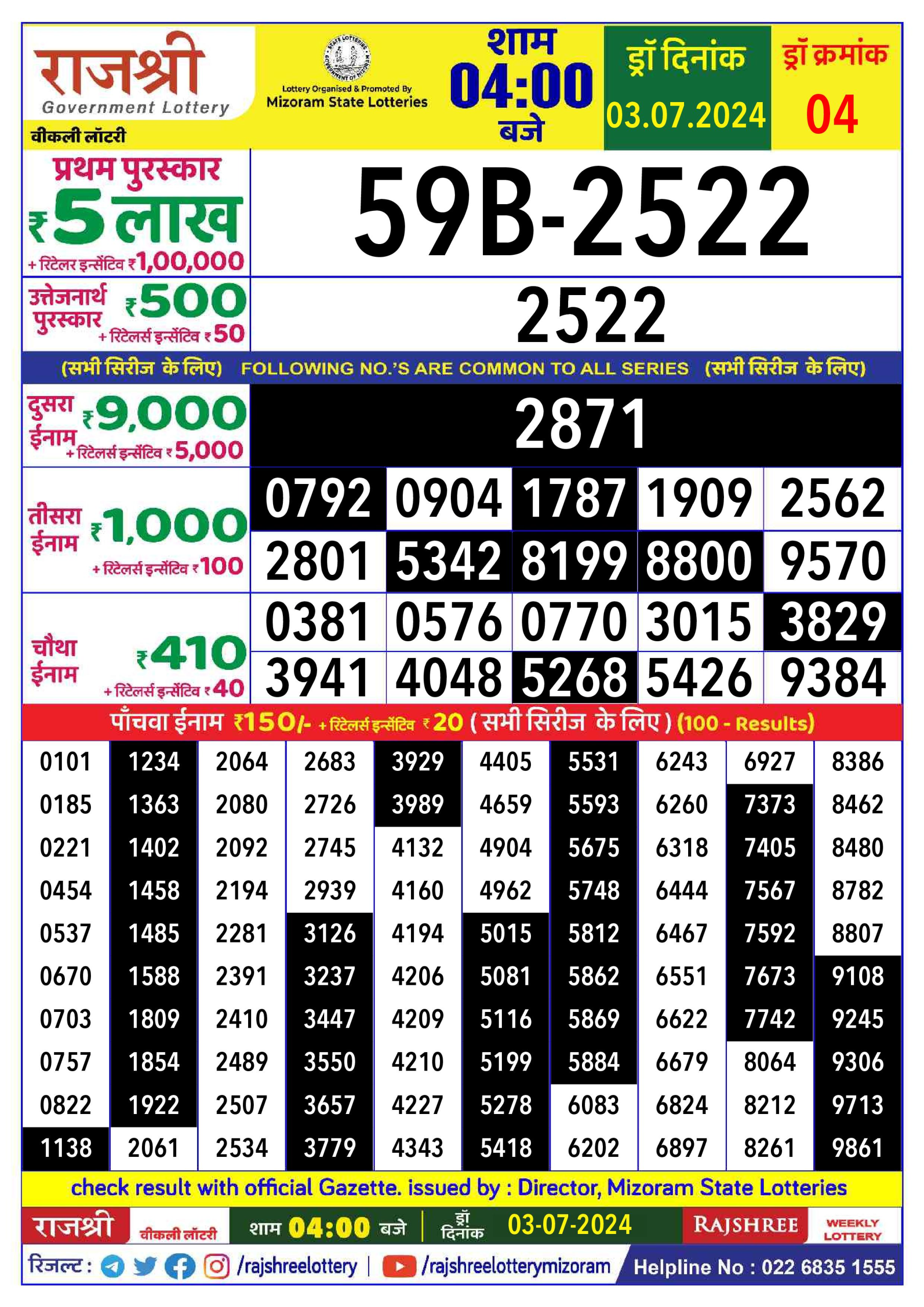 Everest Result Today Dear Lottery Chart