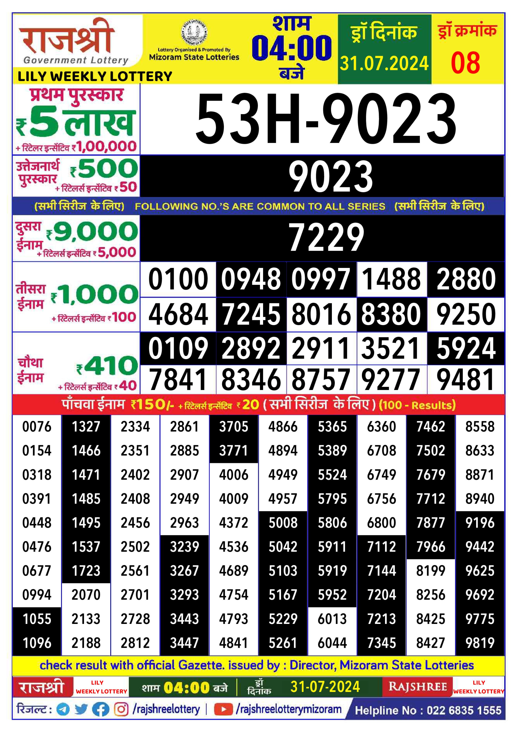 Everest Result Today Dear Lottery Chart