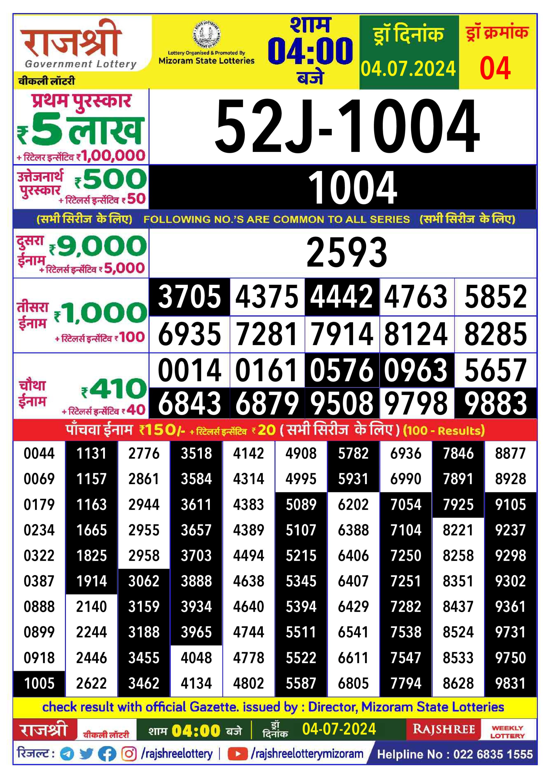 Everest Result Today Dear Lottery Chart