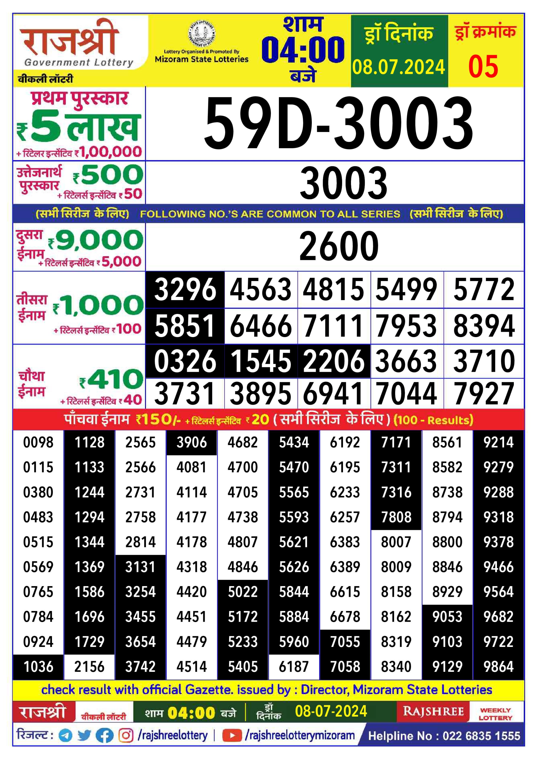 Everest Result Today Dear Lottery Chart