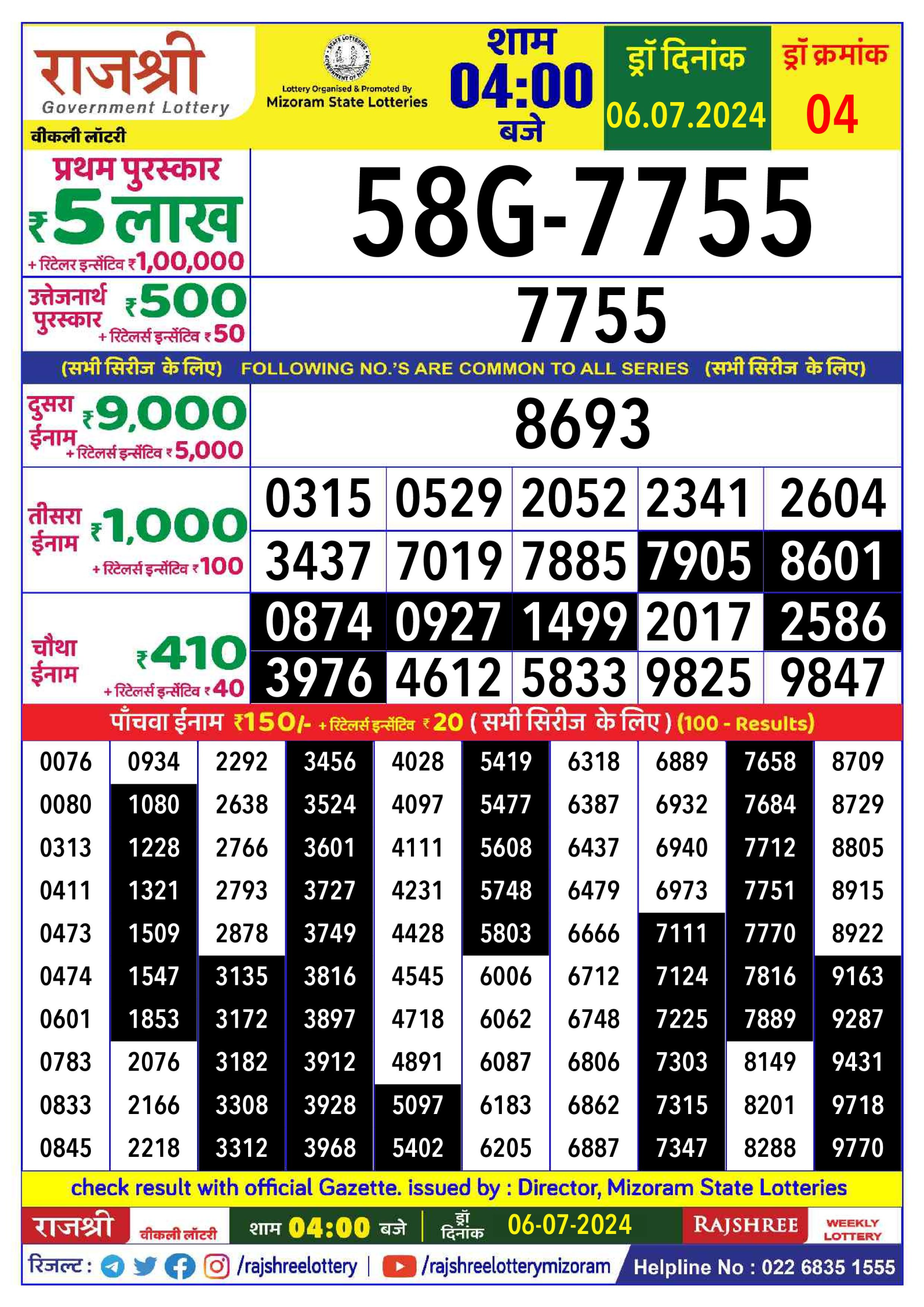 Everest Result Today Dear Lottery Chart