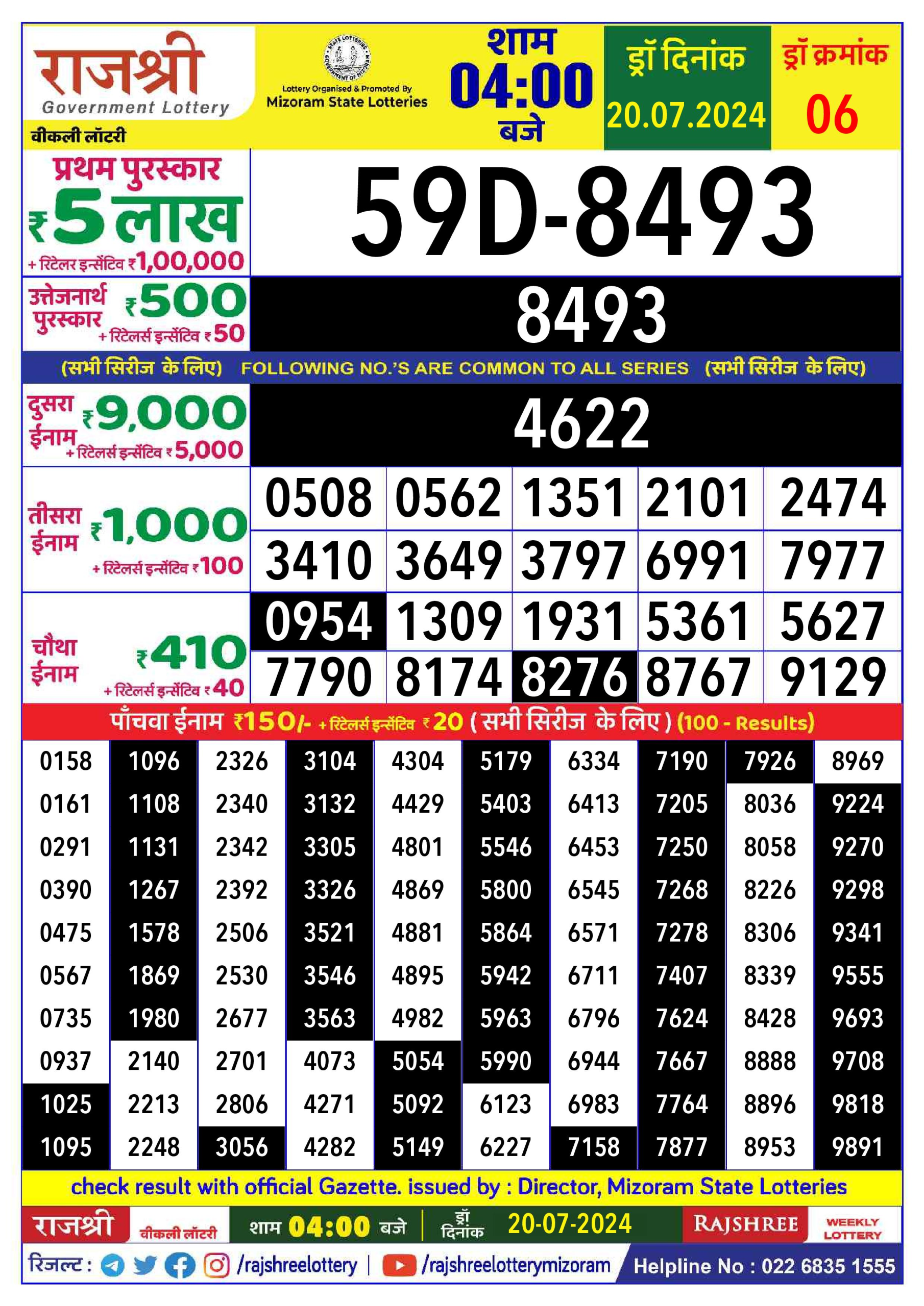 Everest Result Today Dear Lottery Chart