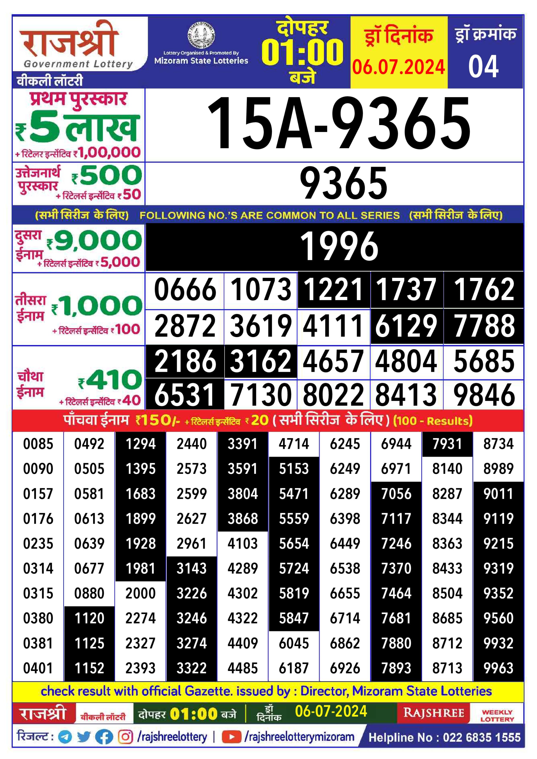 Everest Result Today Dear Lottery Chart