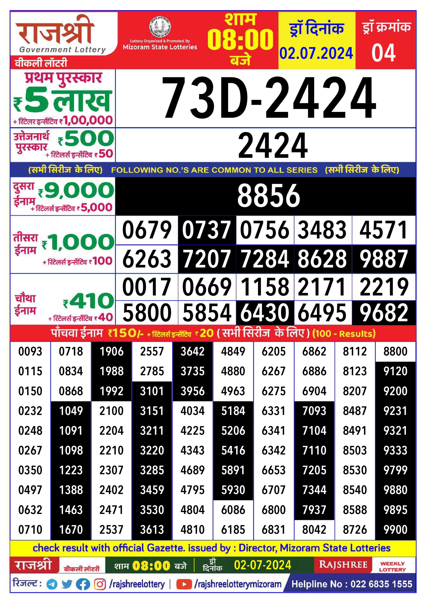 Everest Result Today Dear Lottery Chart