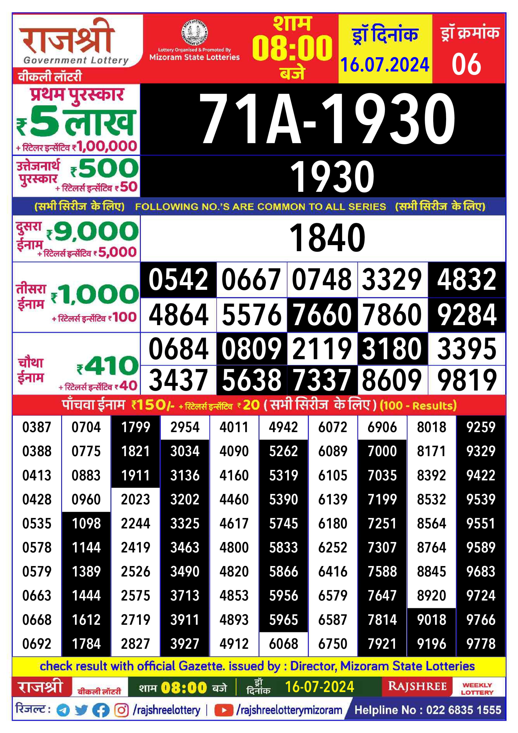 Everest Result Today Dear Lottery Chart