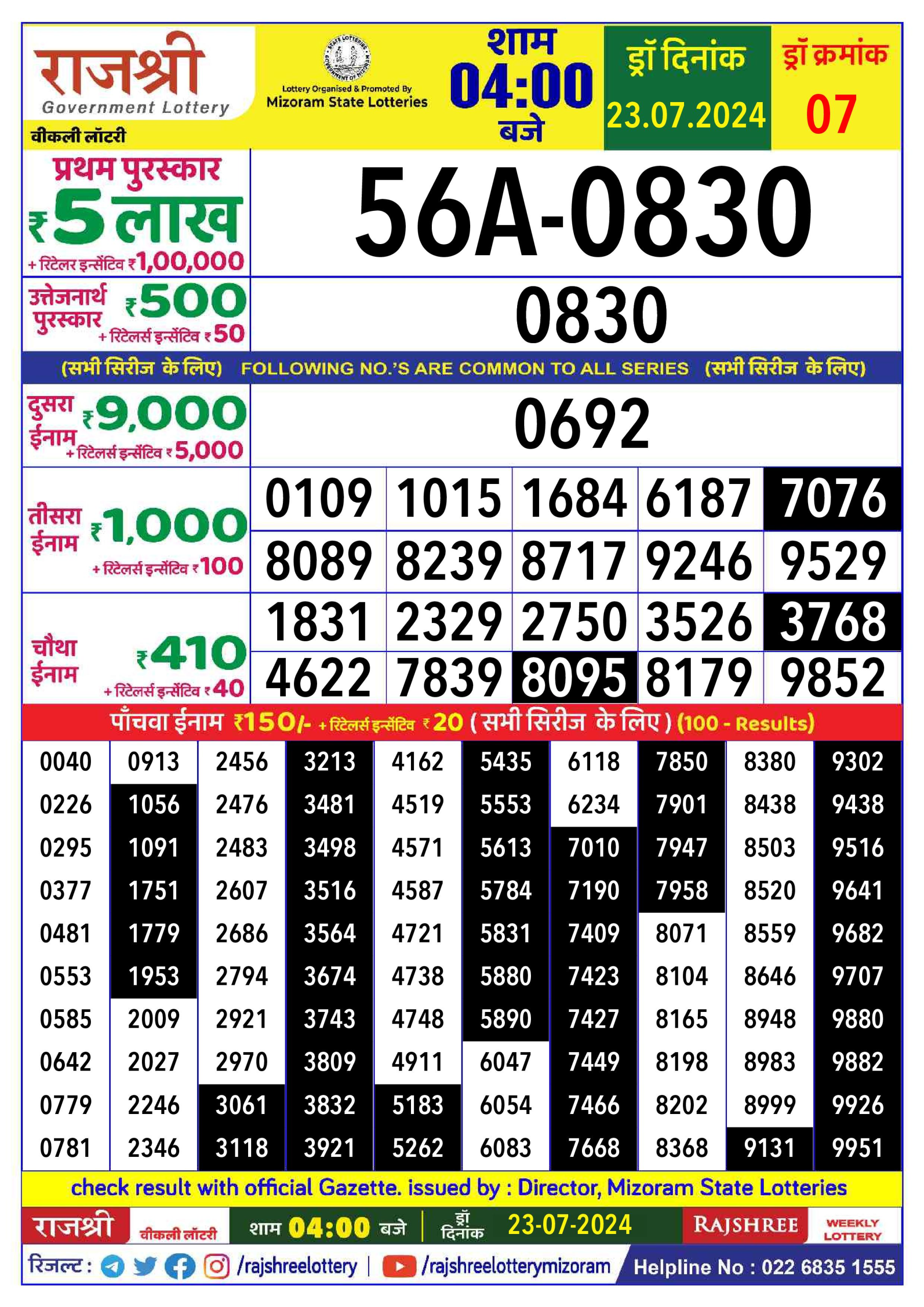 Everest Result Today Dear Lottery Chart