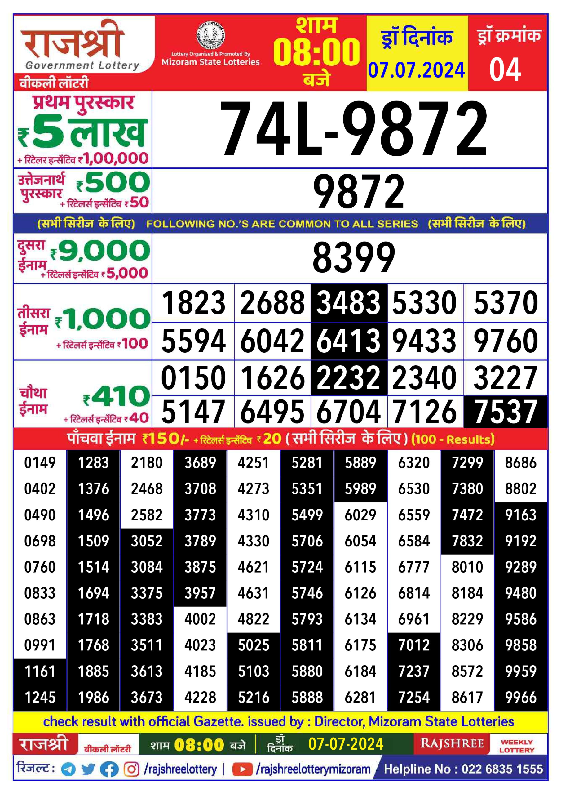 Everest Result Today Dear Lottery Chart