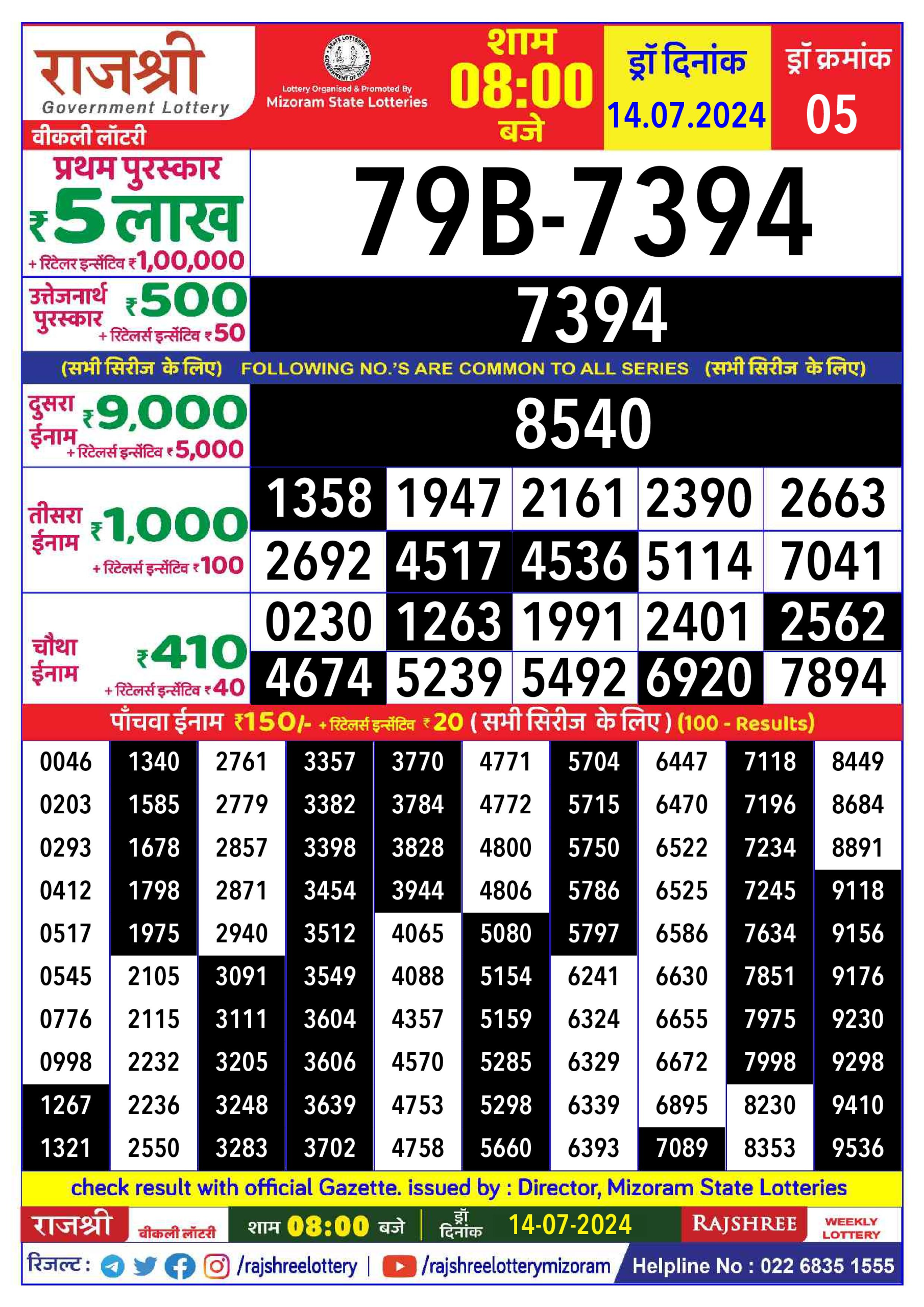 Everest Result Today Dear Lottery Chart