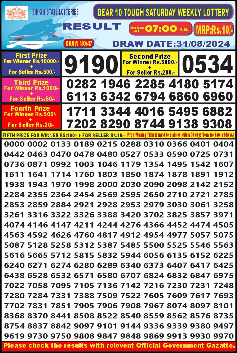 Everest Result Today Dear Lottery Chart