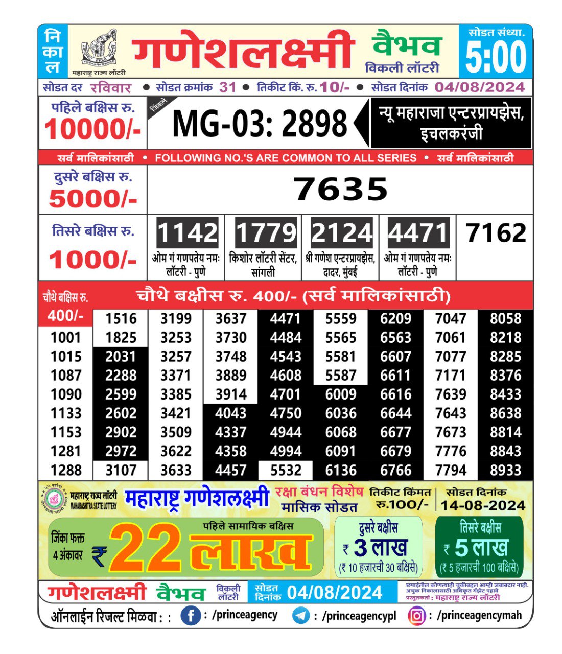 Everest Result Today Dear Lottery Chart