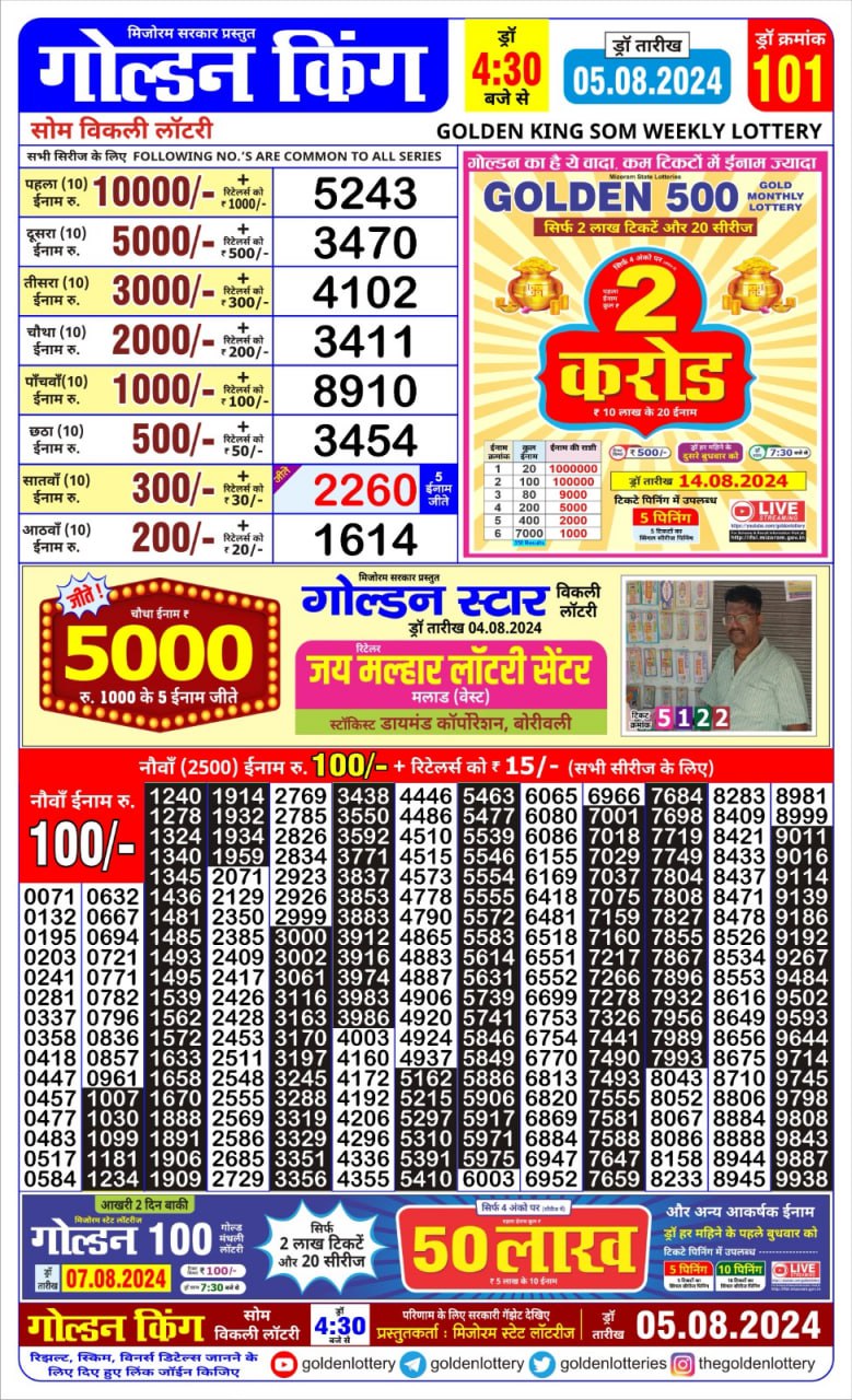 Everest Result Today Dear Lottery Chart