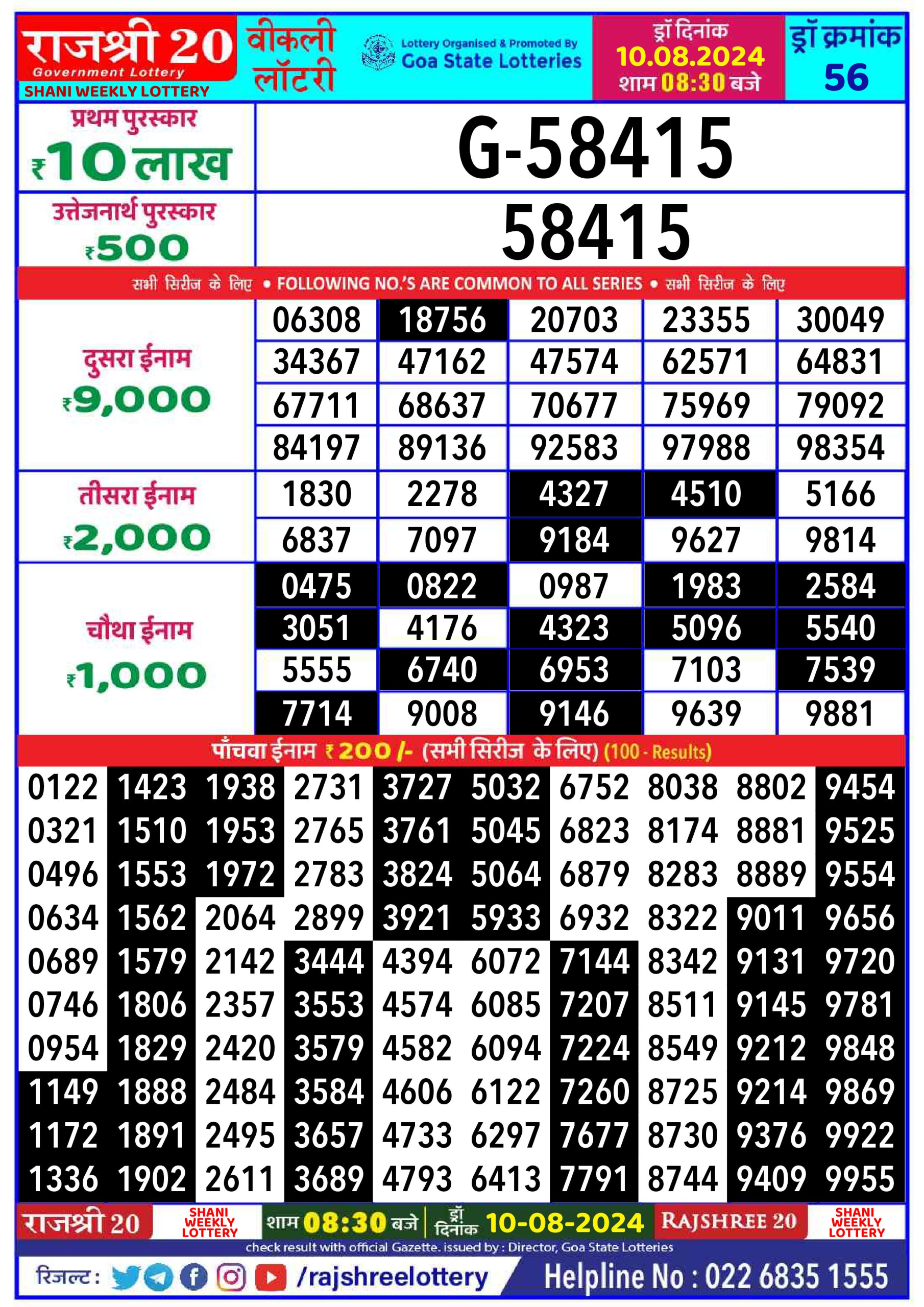 Everest Result Today Dear Lottery Chart