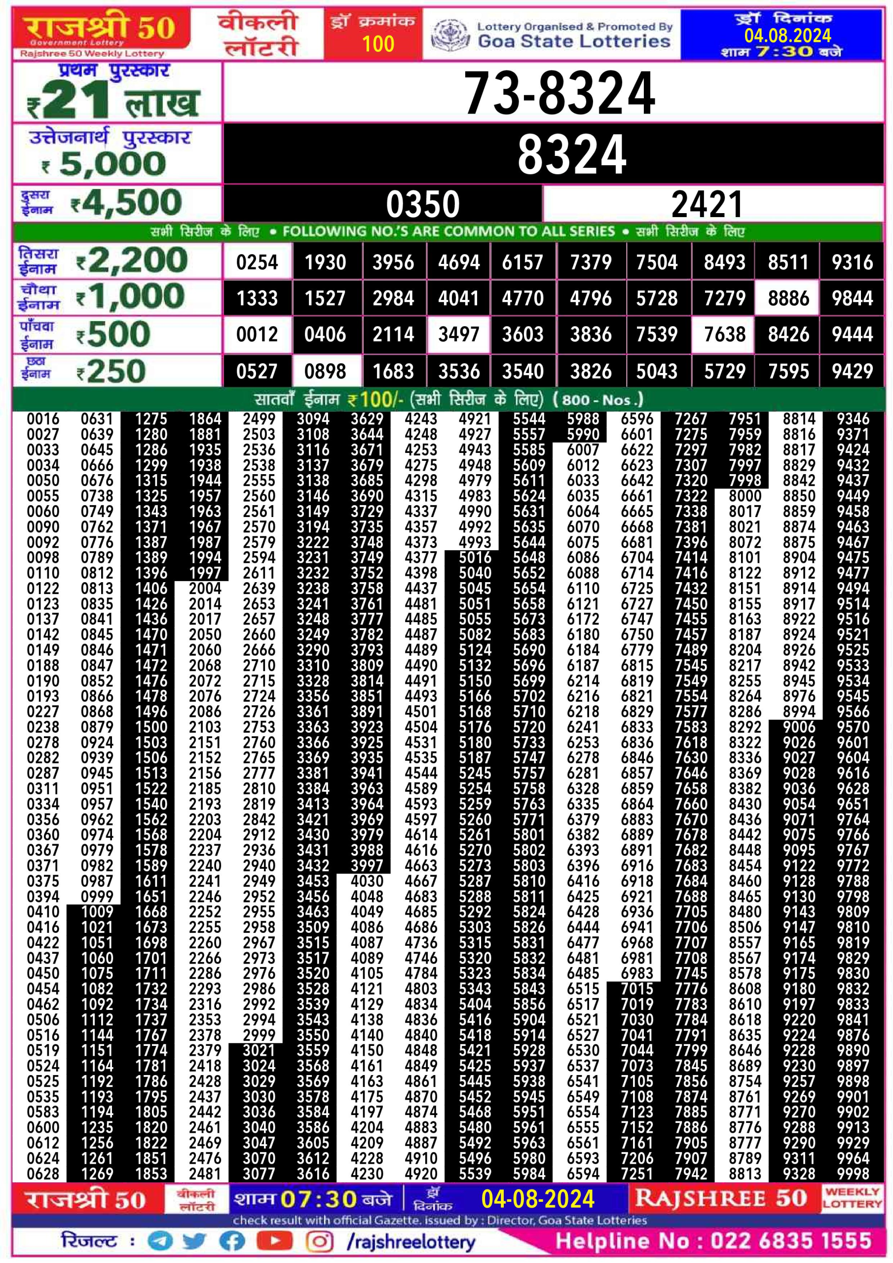 Everest Result Today Dear Lottery Chart