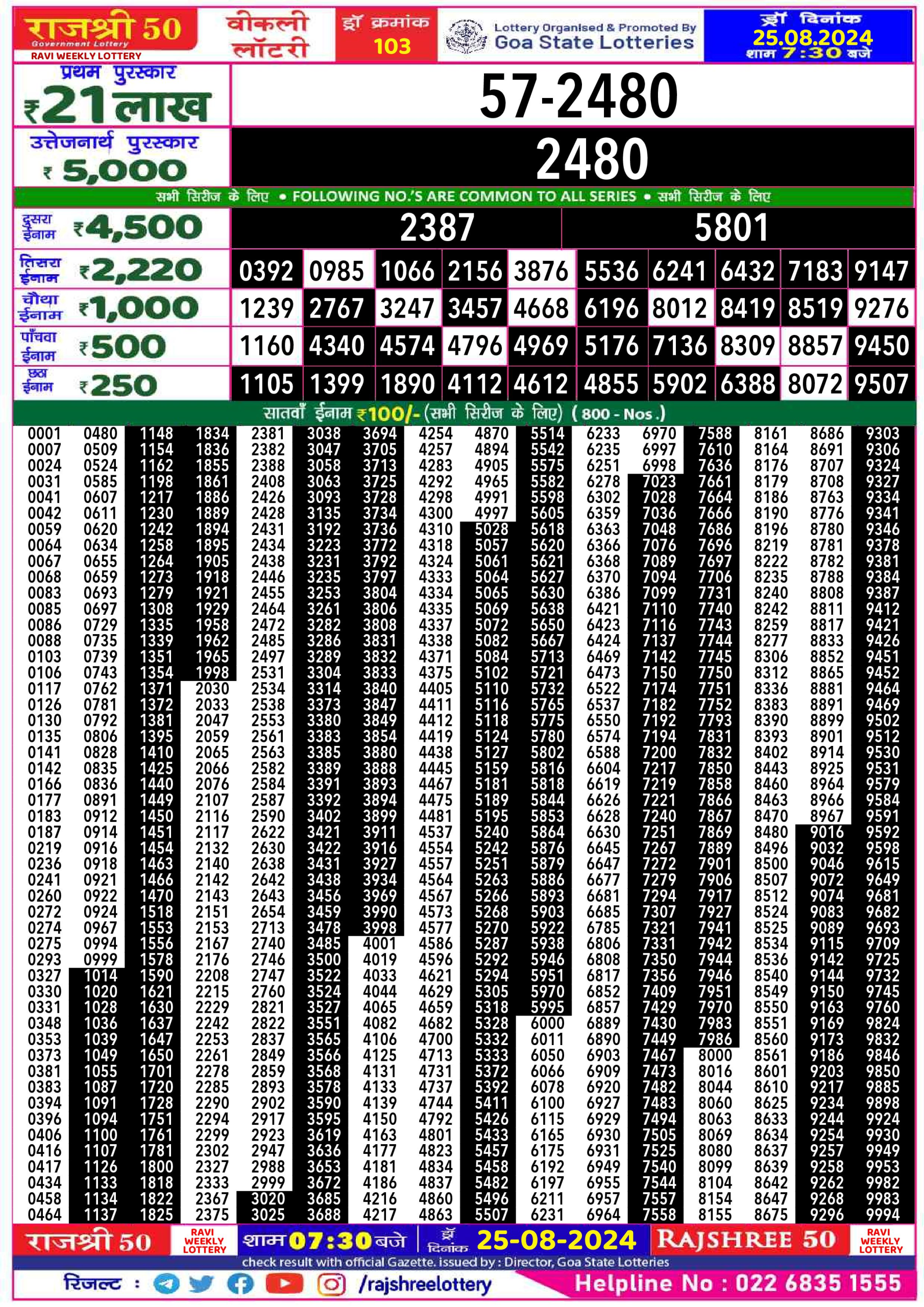 Everest Result Today Dear Lottery Chart