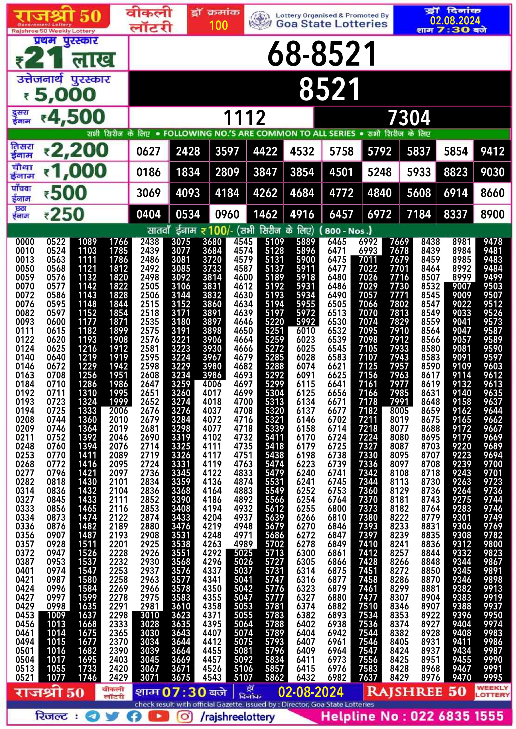 Everest Result Today Dear Lottery Chart