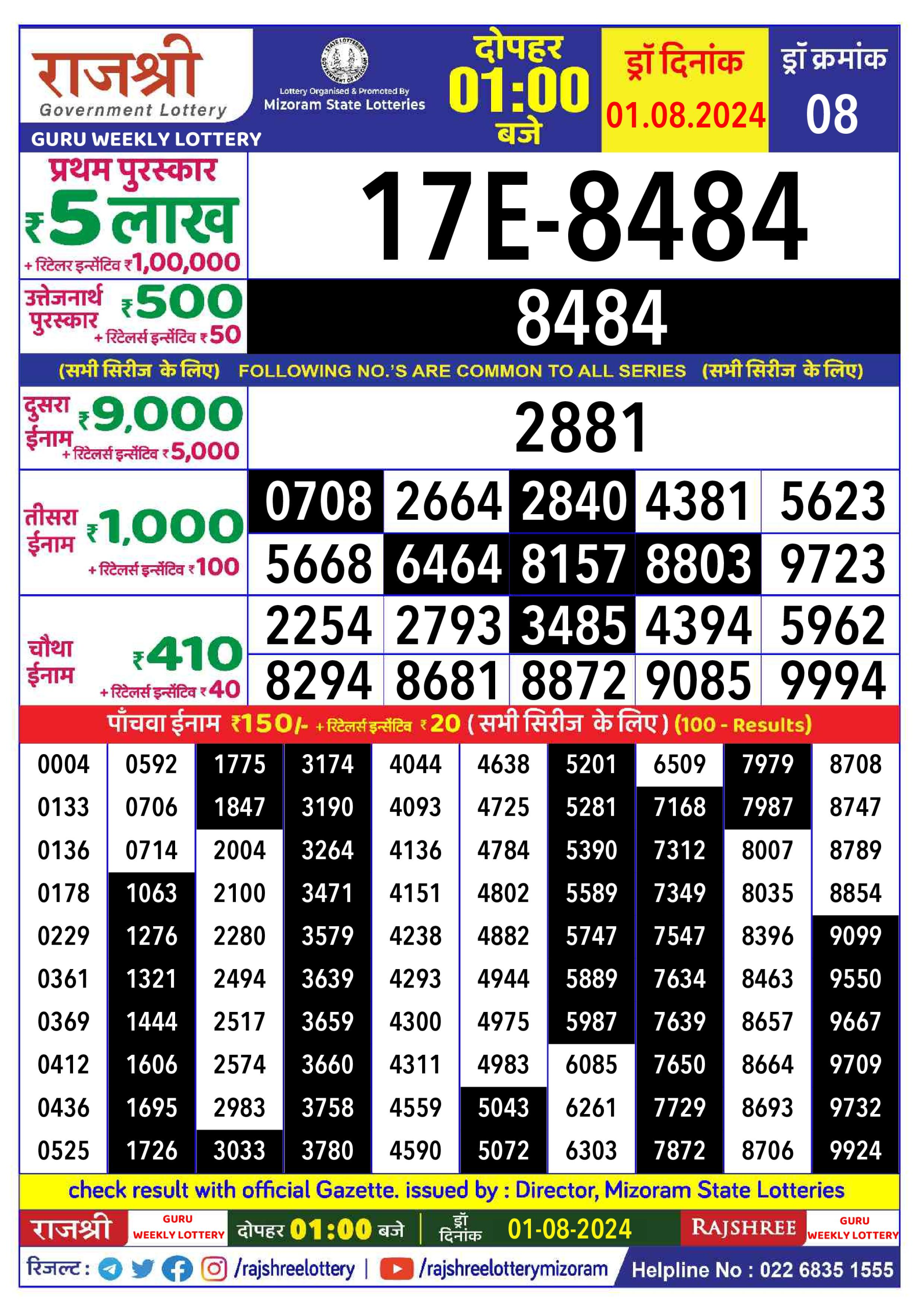 Everest Result Today Dear Lottery Chart