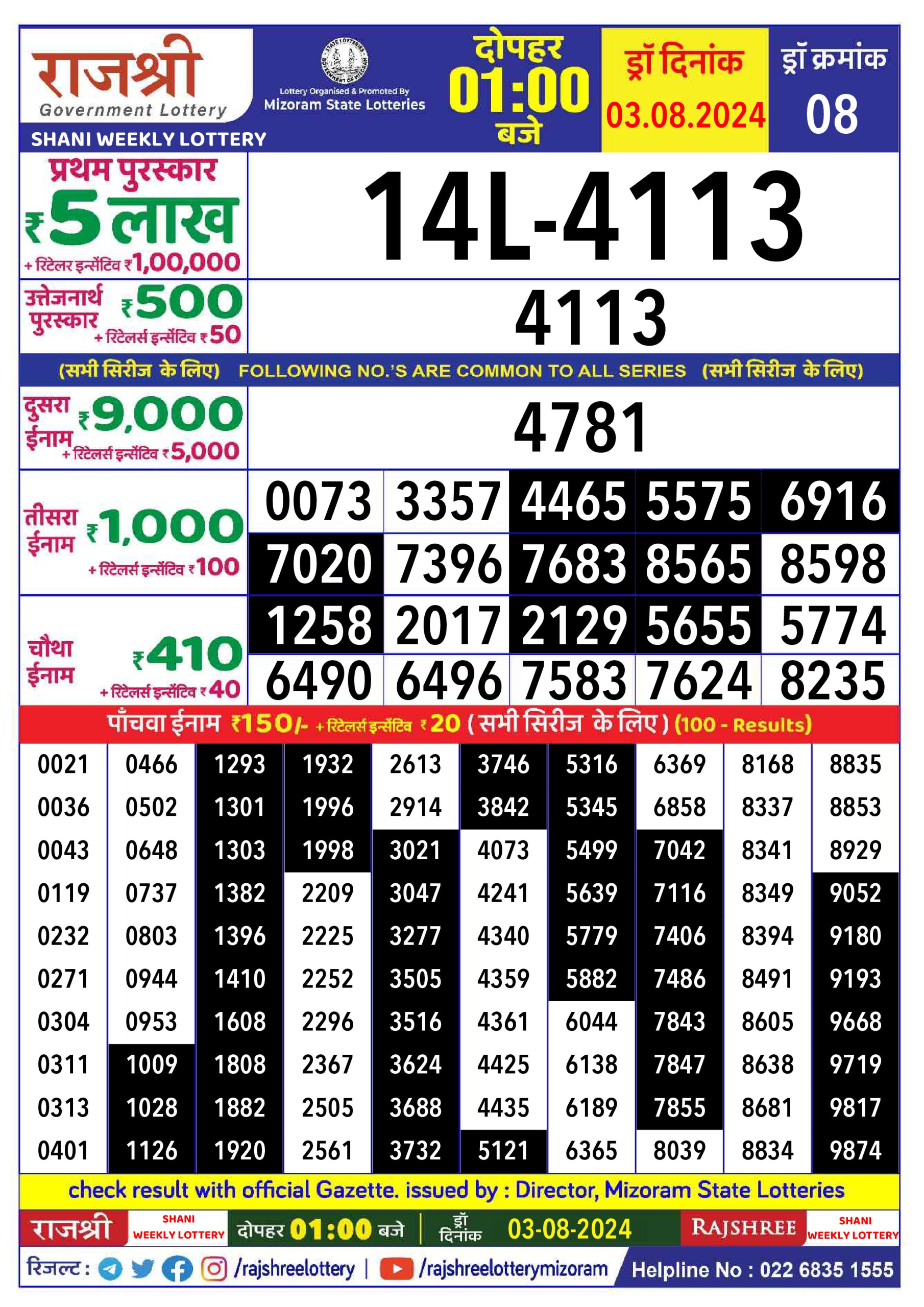 Everest Result Today Dear Lottery Chart