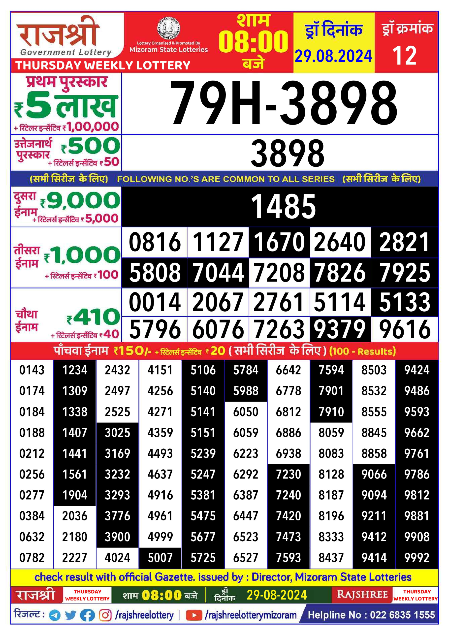 Everest Result Today Dear Lottery Chart