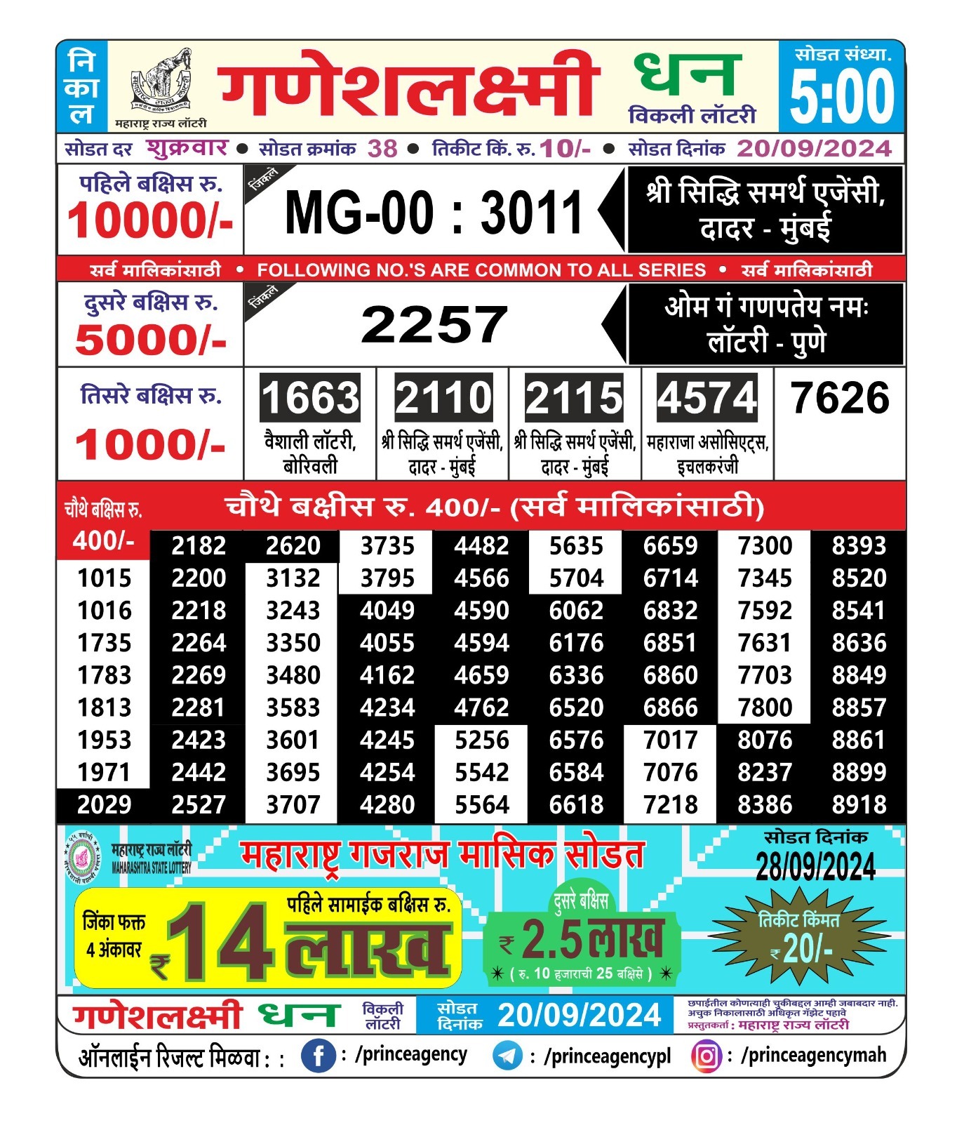 Everest Result Today Dear Lottery Chart