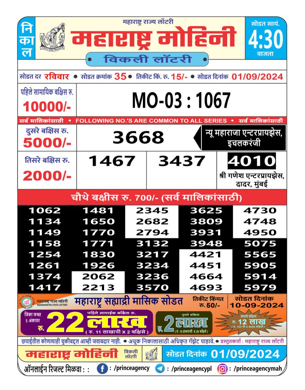 Everest Result Today Dear Lottery Chart