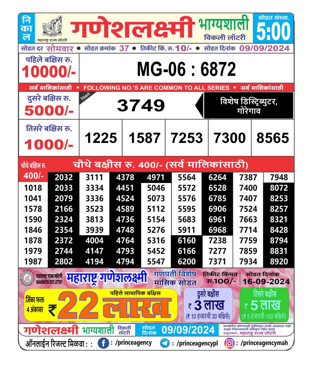 Everest Result Today Dear Lottery Chart