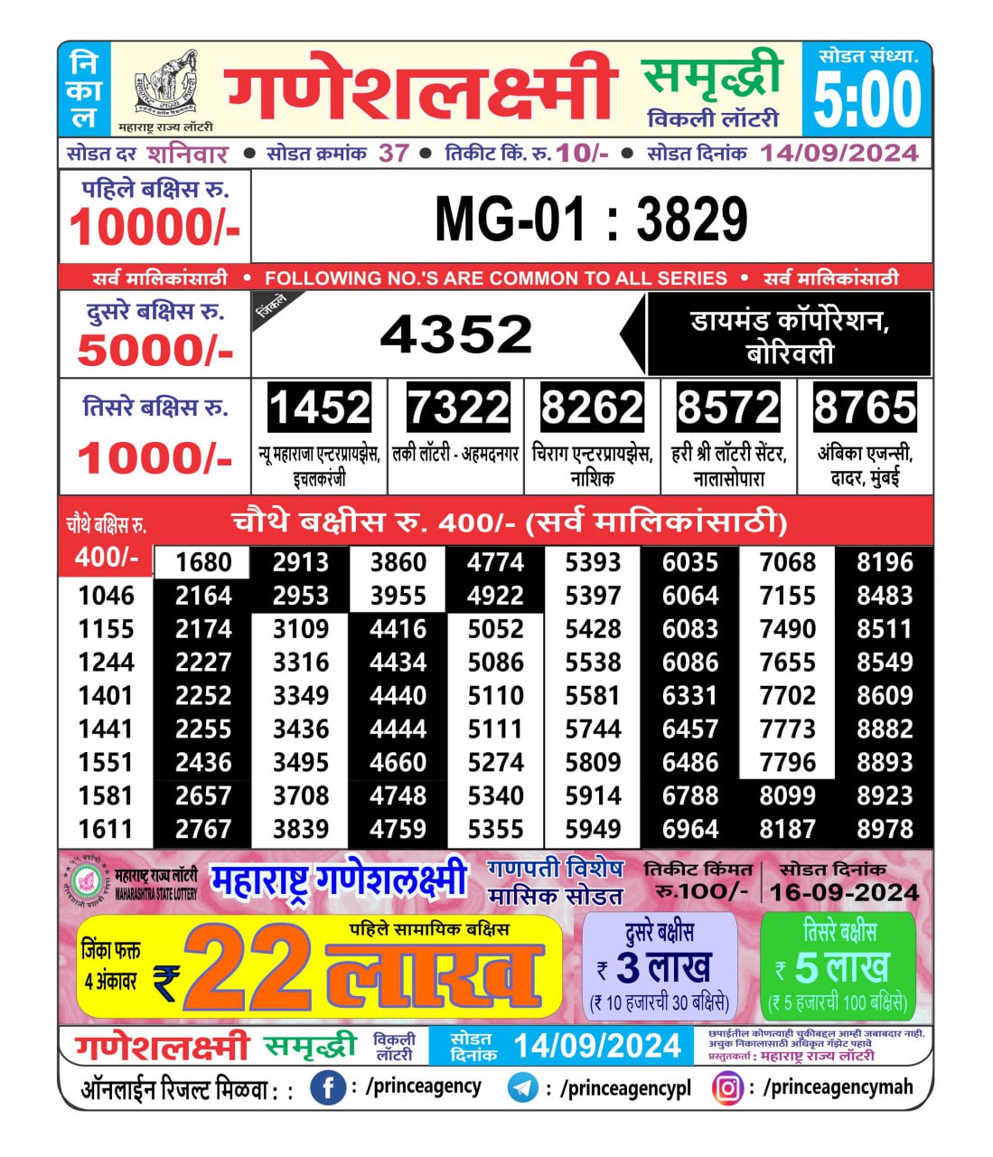 Everest Result Today Dear Lottery Chart