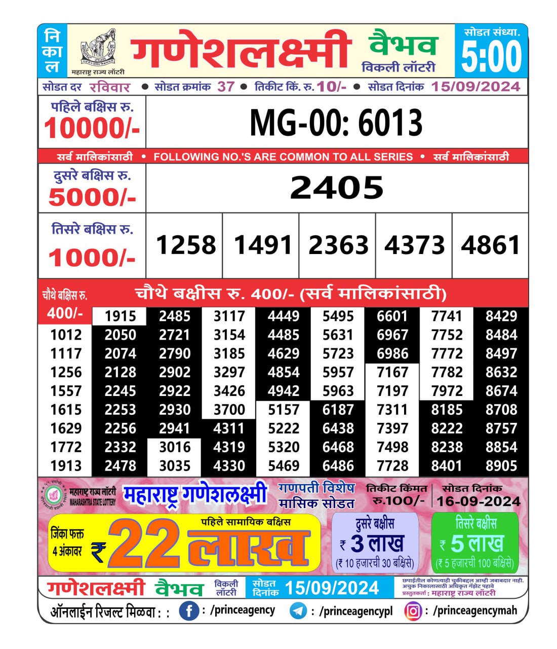 Everest Result Today Dear Lottery Chart