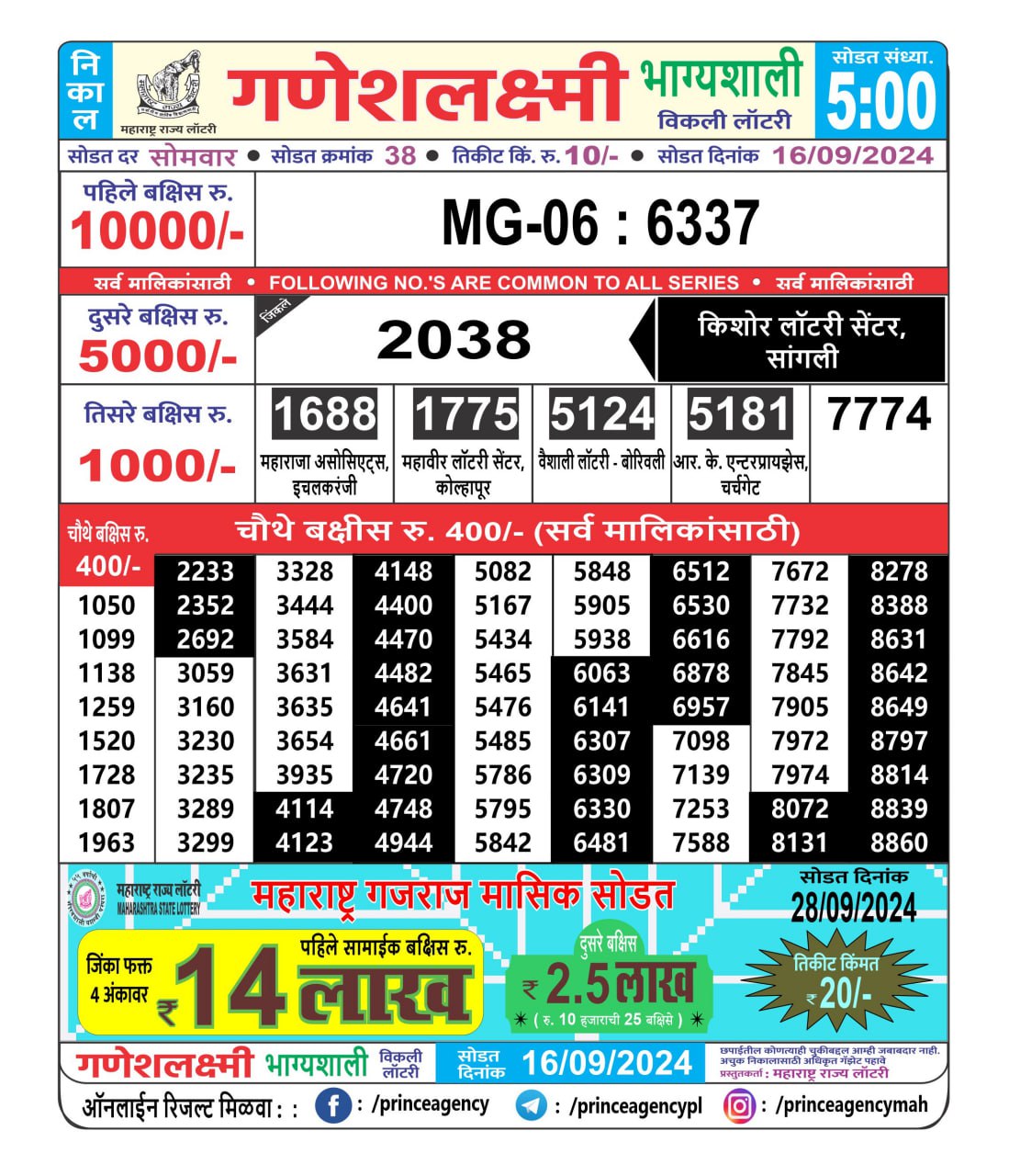 Everest Result Today Dear Lottery Chart