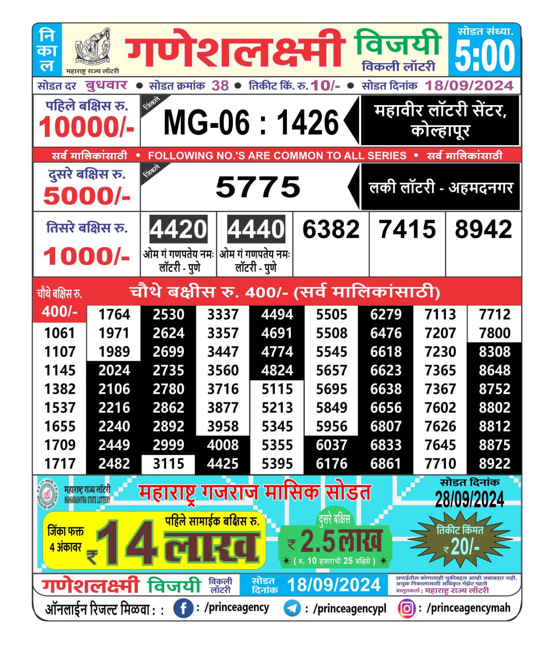 Everest Result Today Dear Lottery Chart