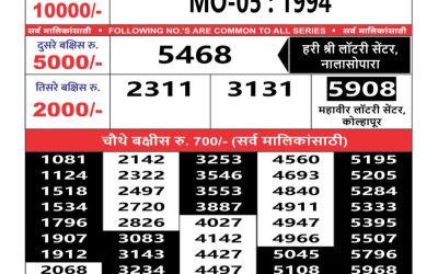 Maharashtra mohini weekly lottery result 22.09.24