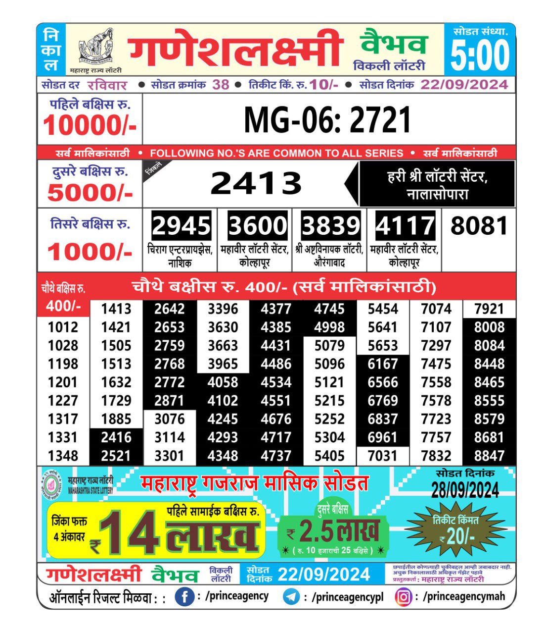 Everest Result Today Dear Lottery Chart