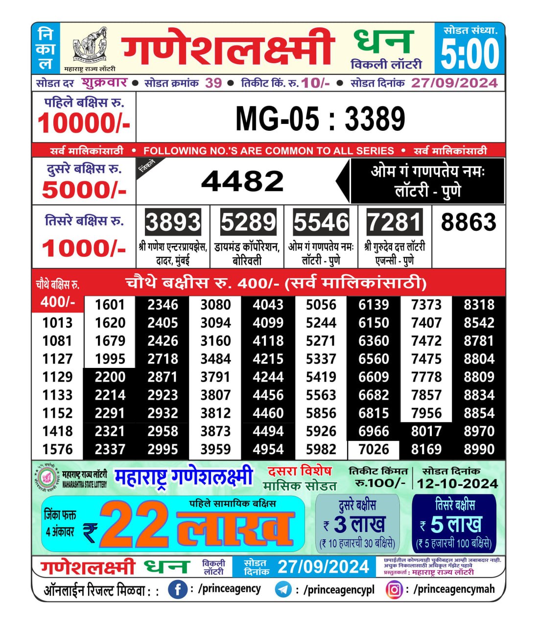 Everest Result Today Dear Lottery Chart