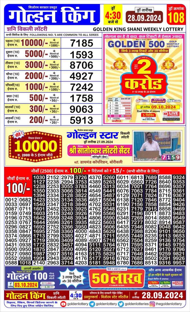 Everest Result Today Dear Lottery Chart