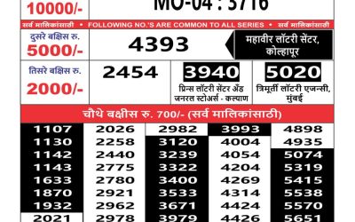 Maharashtra mohini weekly lottery result 29.09.24