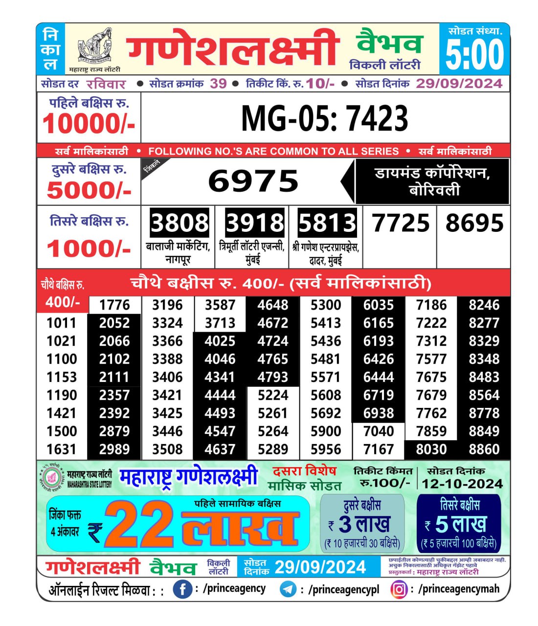 Everest Result Today Dear Lottery Chart