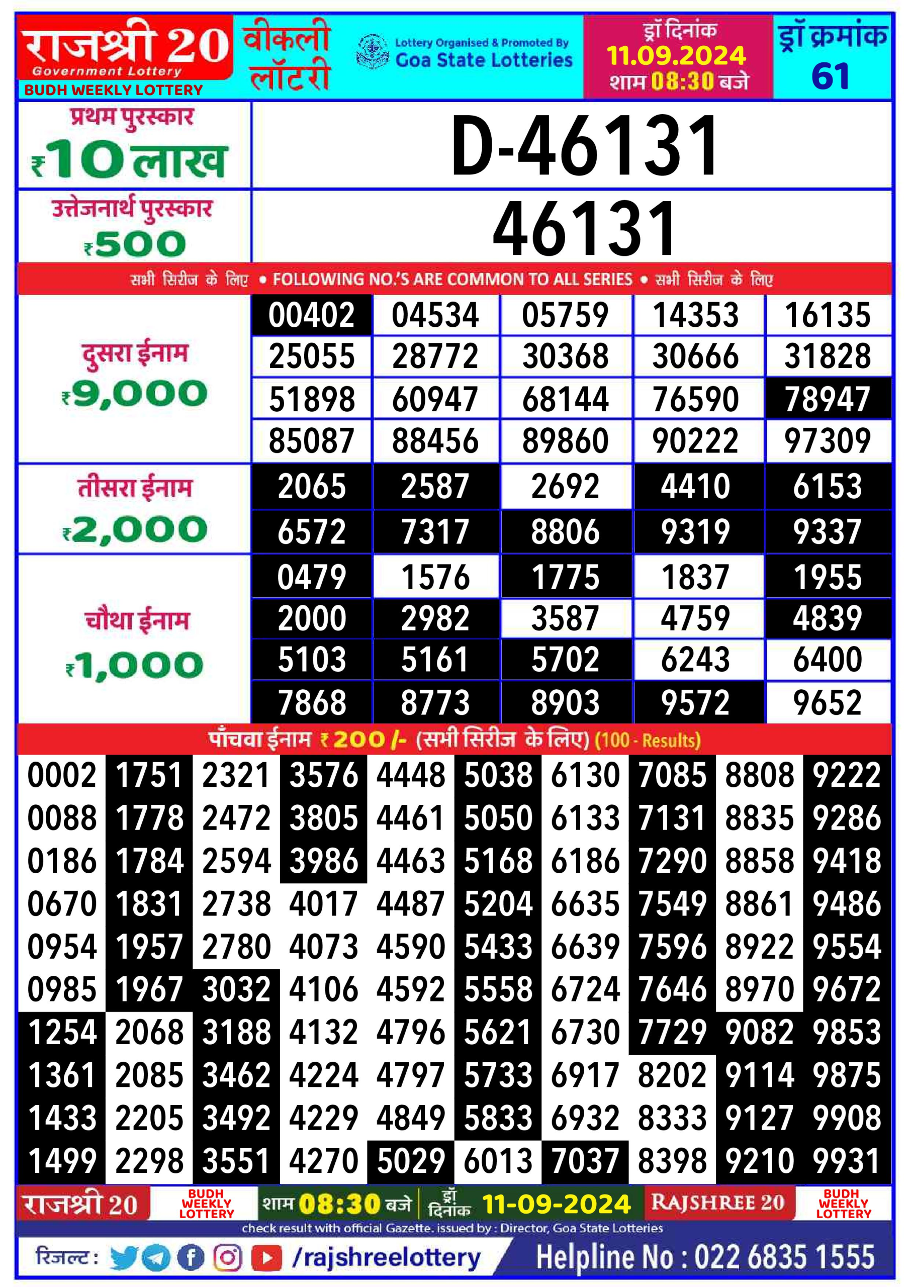 Everest Result Today Dear Lottery Chart