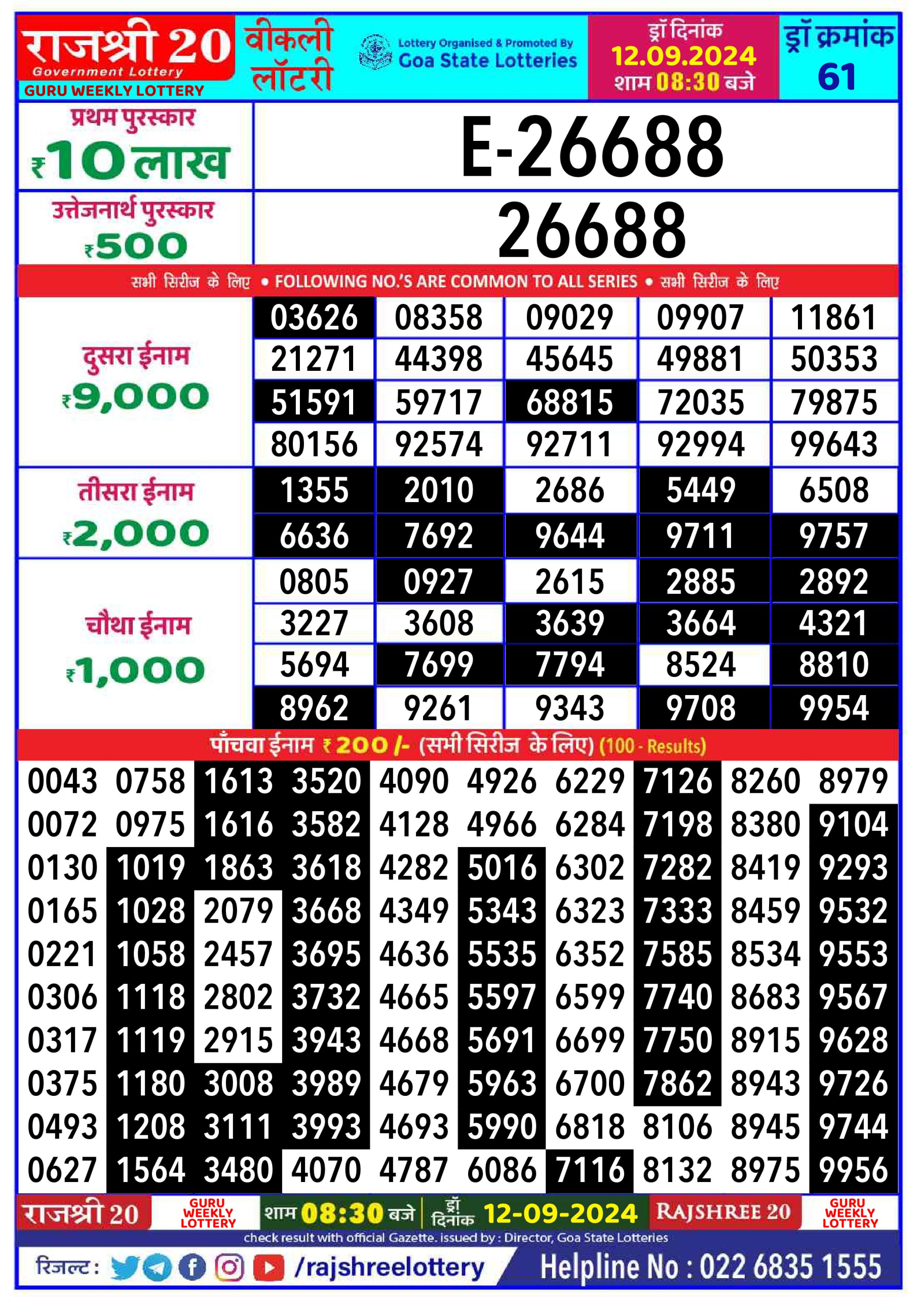 Everest Result Today Dear Lottery Chart