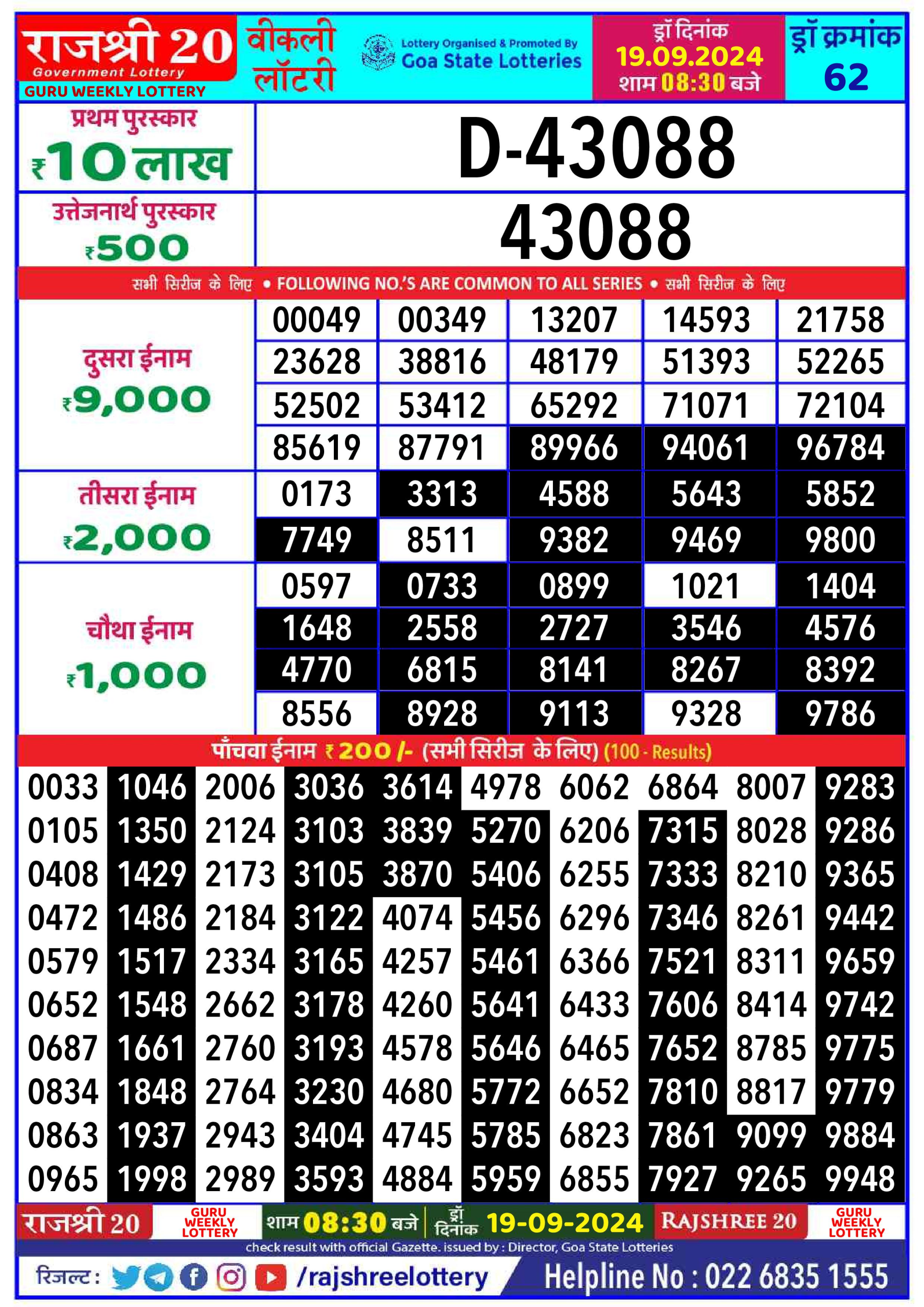 Everest Result Today Dear Lottery Chart