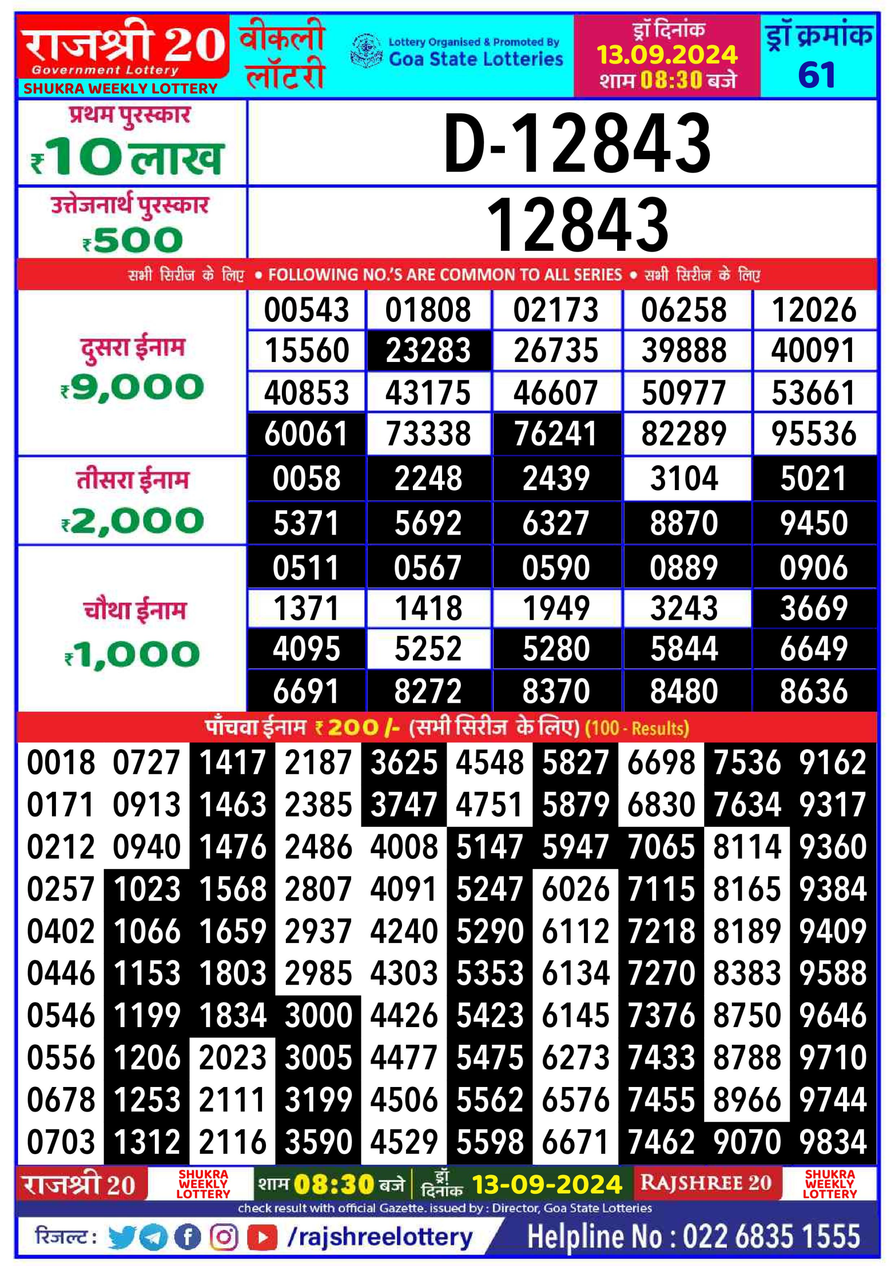 Everest Result Today Dear Lottery Chart