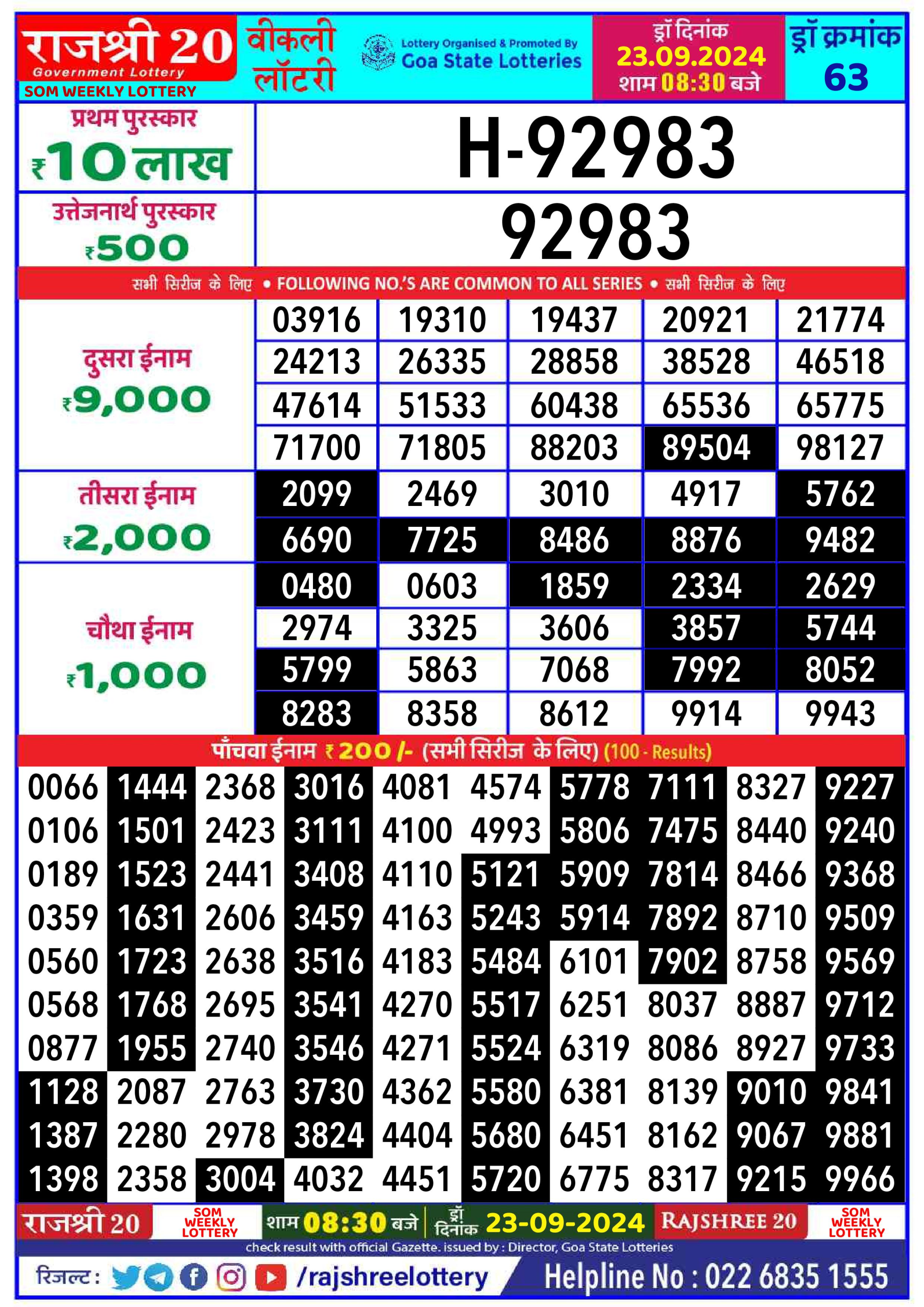 Everest Result Today Dear Lottery Chart