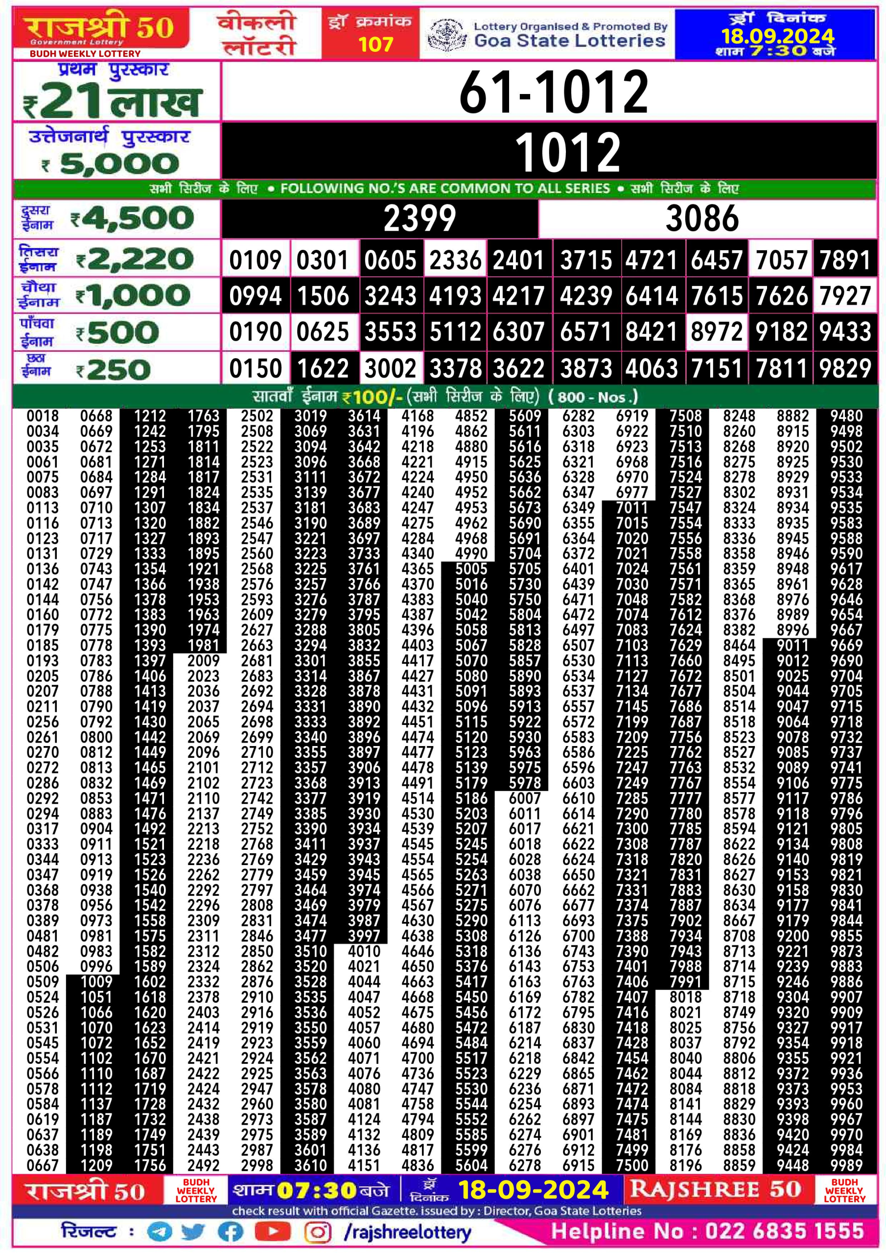 Everest Result Today Dear Lottery Chart