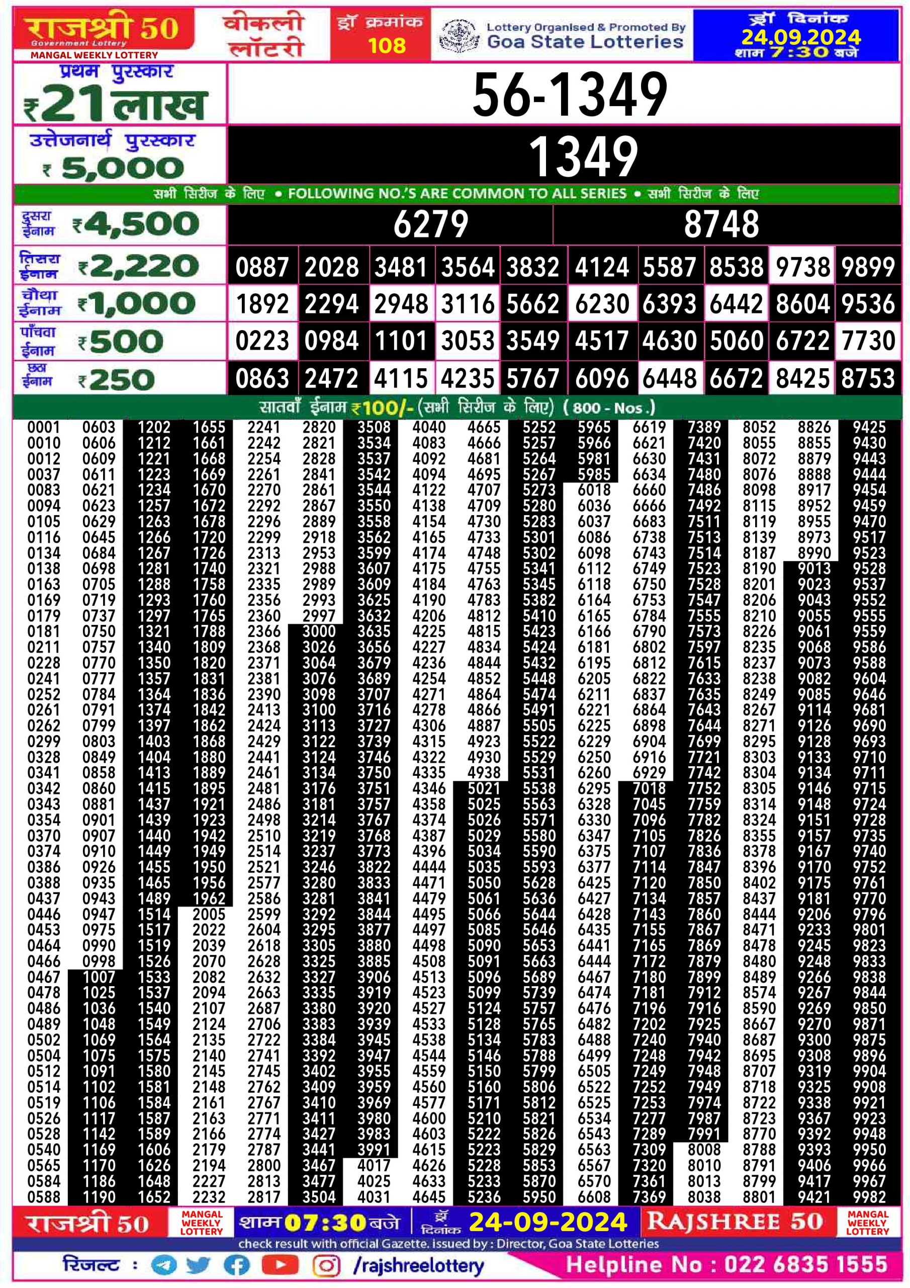 Everest Result Today Dear Lottery Chart