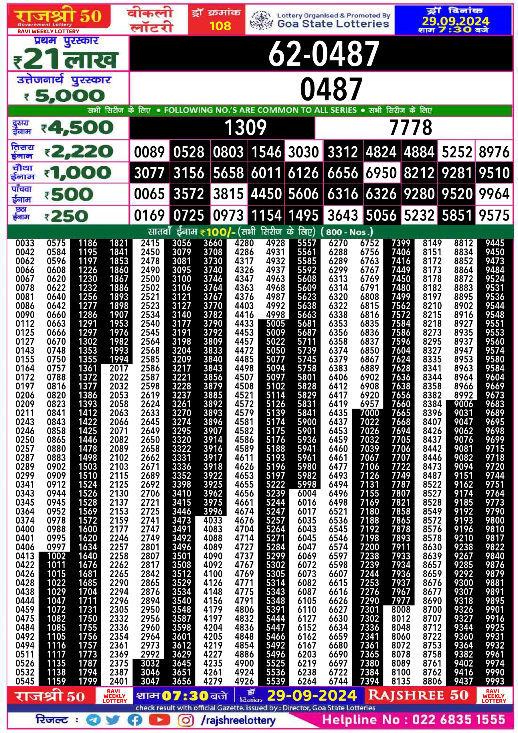 Everest Result Today Dear Lottery Chart