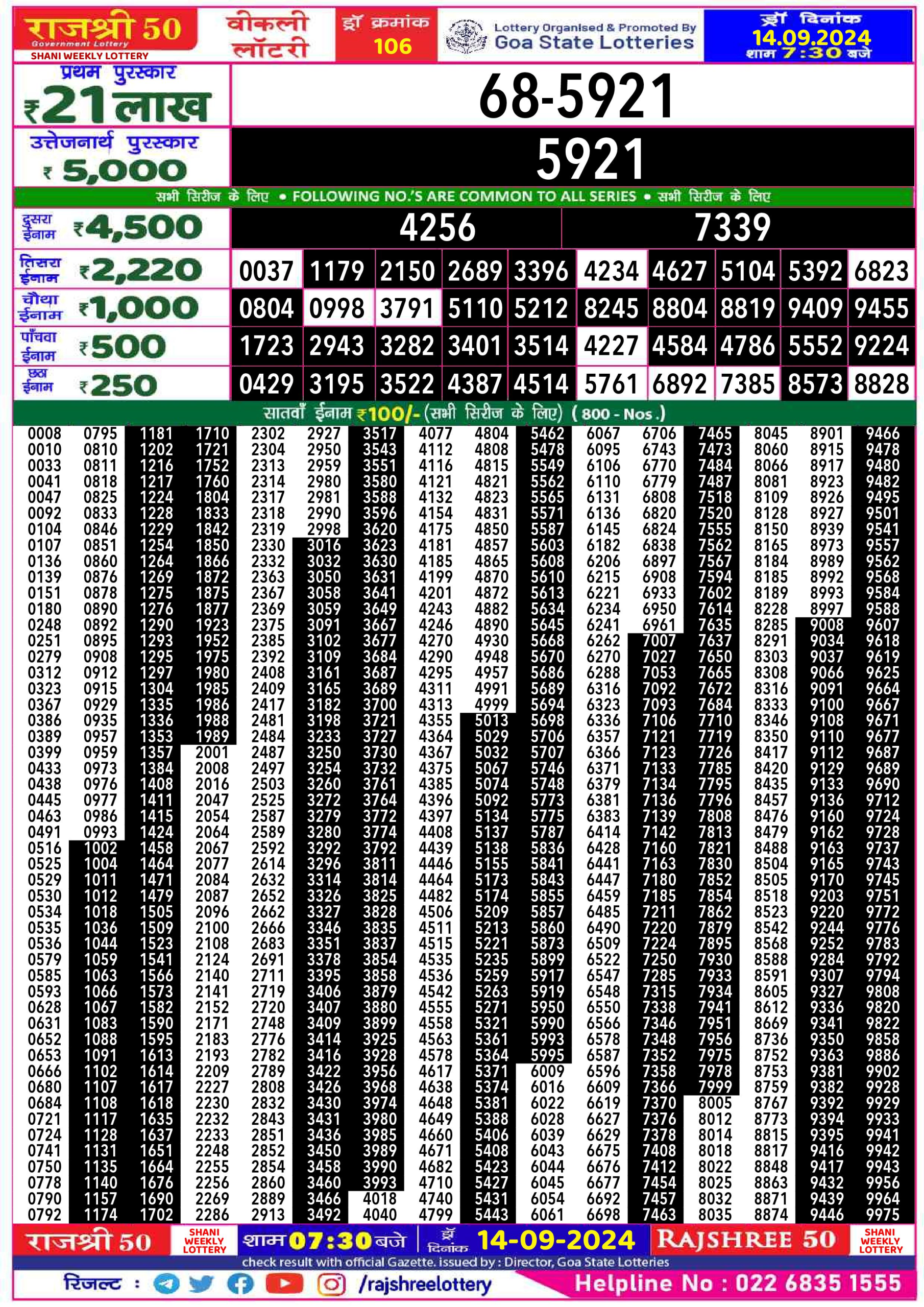 Everest Result Today Dear Lottery Chart