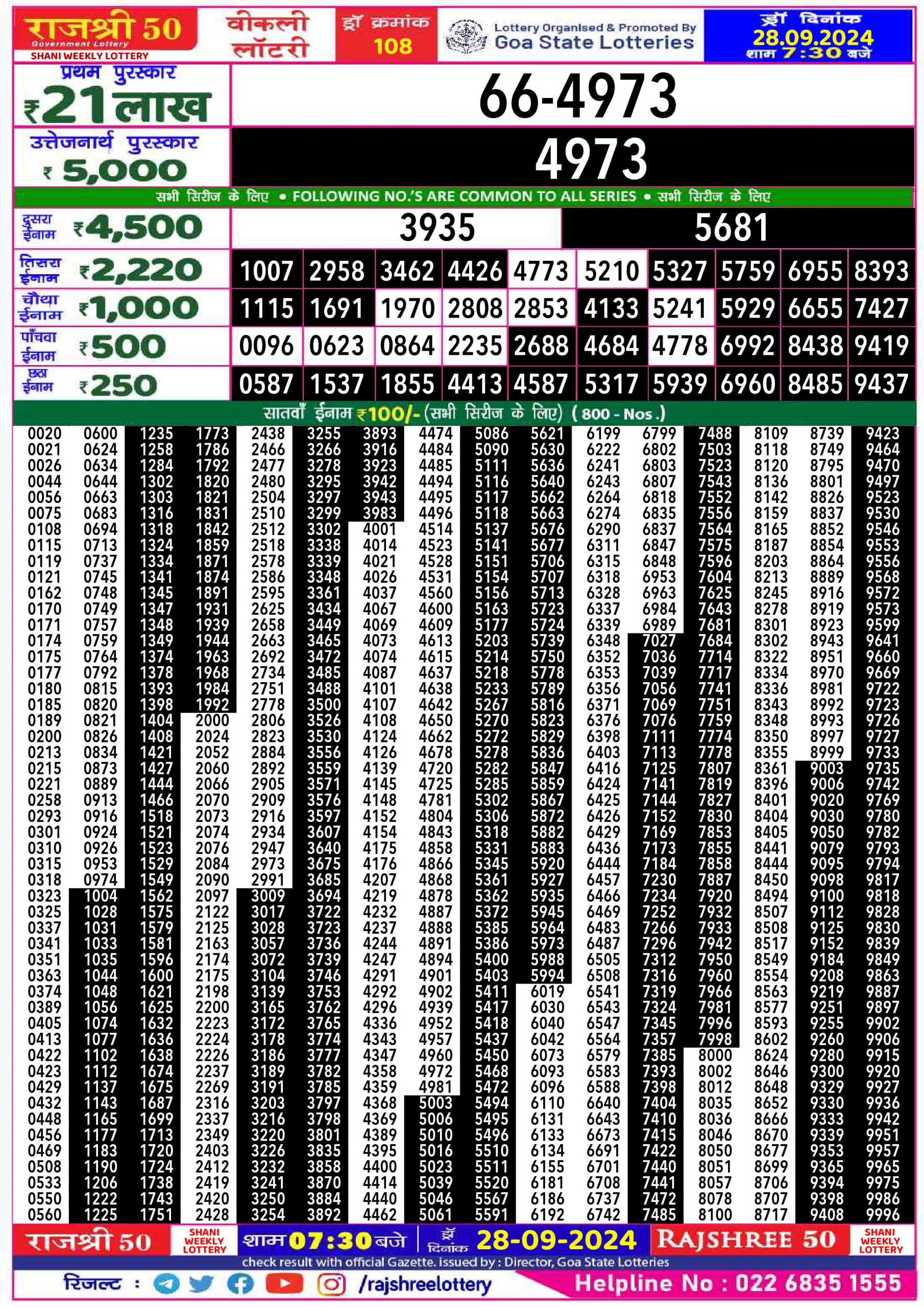 Everest Result Today Dear Lottery Chart