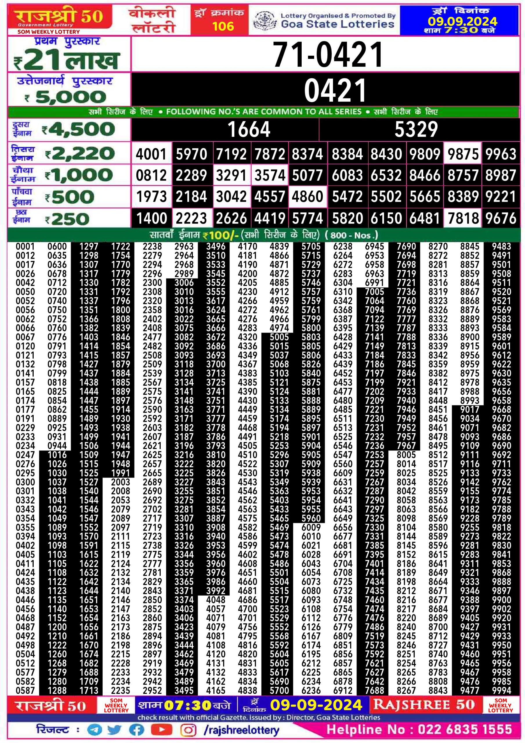 Everest Result Today Dear Lottery Chart